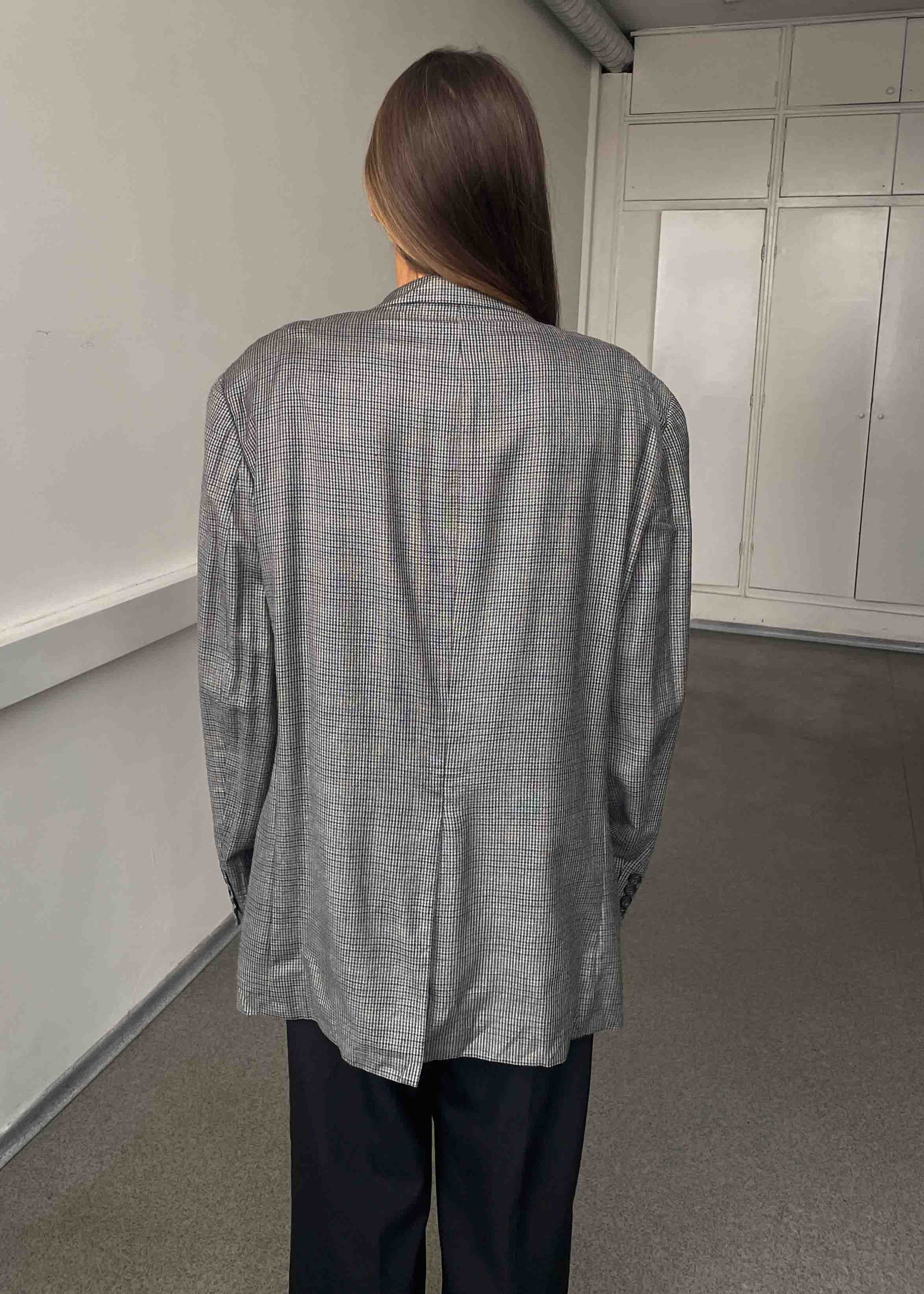 Vintage Dogtooth Print Oversized Blazer by CHAPS