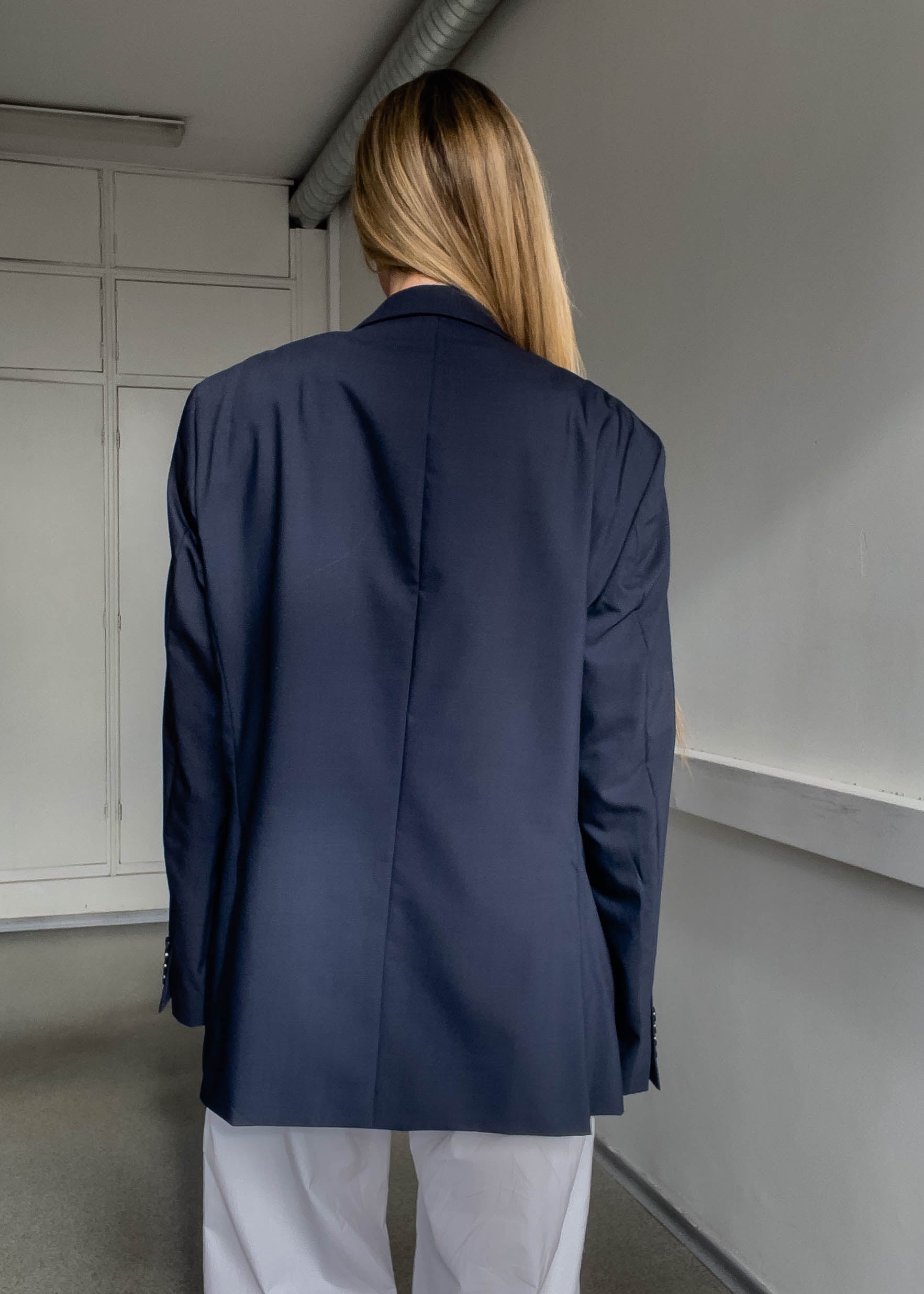 Vintage PIERRE CARDIN Navy Blue Oversized 100% WOOL Blazer