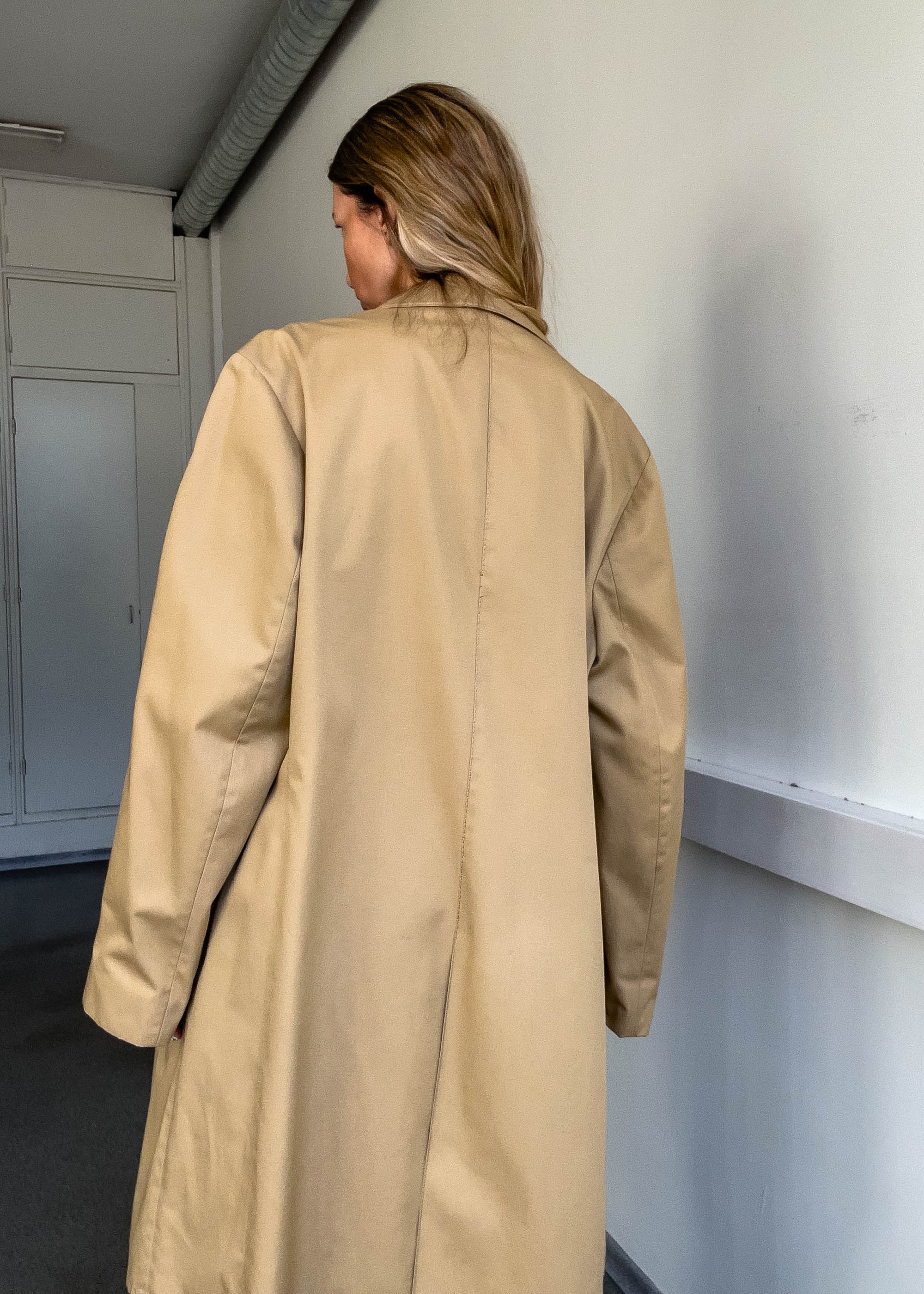 Vintage Beige Oversized Rain Coat