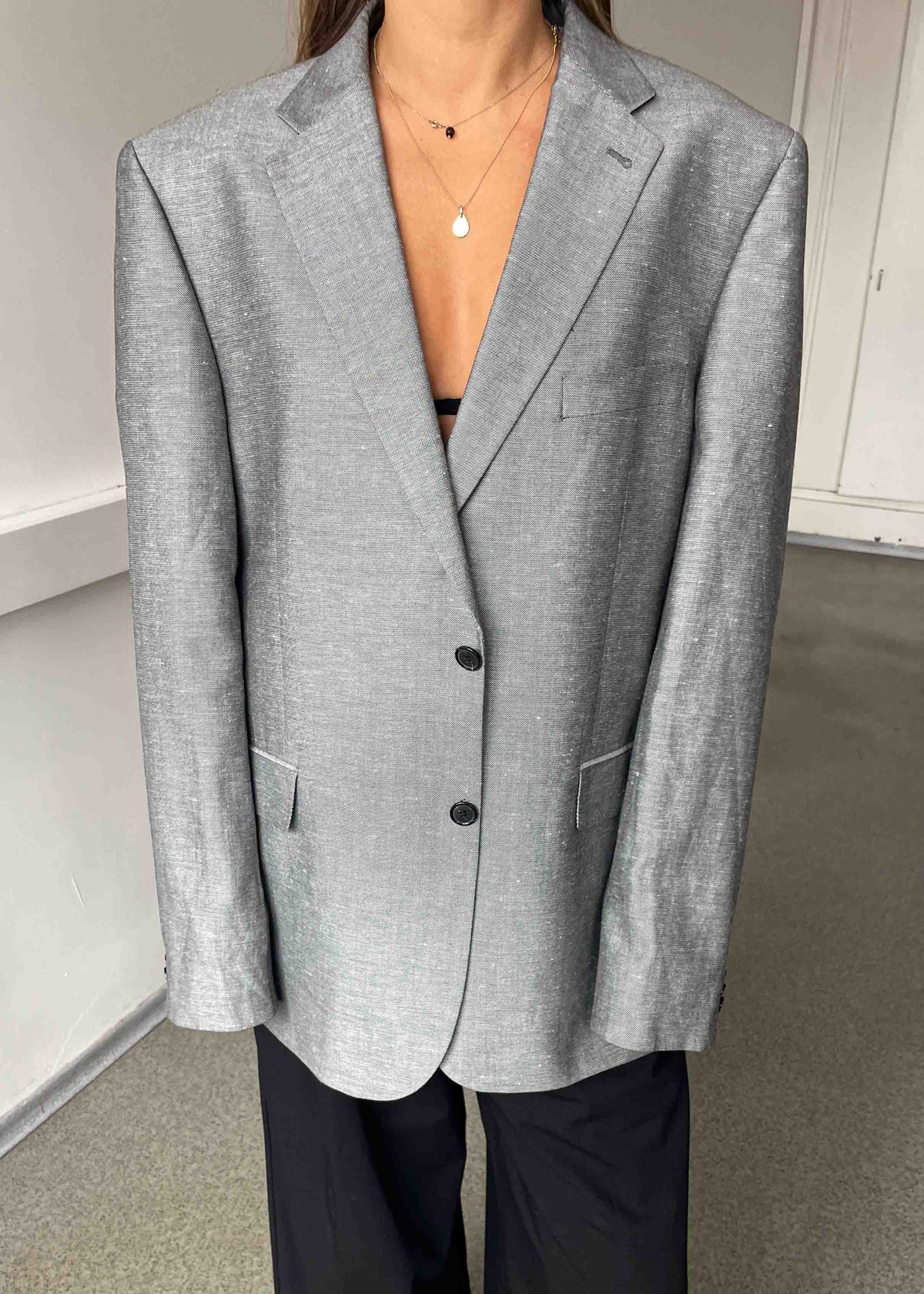 Vintage Silver Grey Oversized Blazer