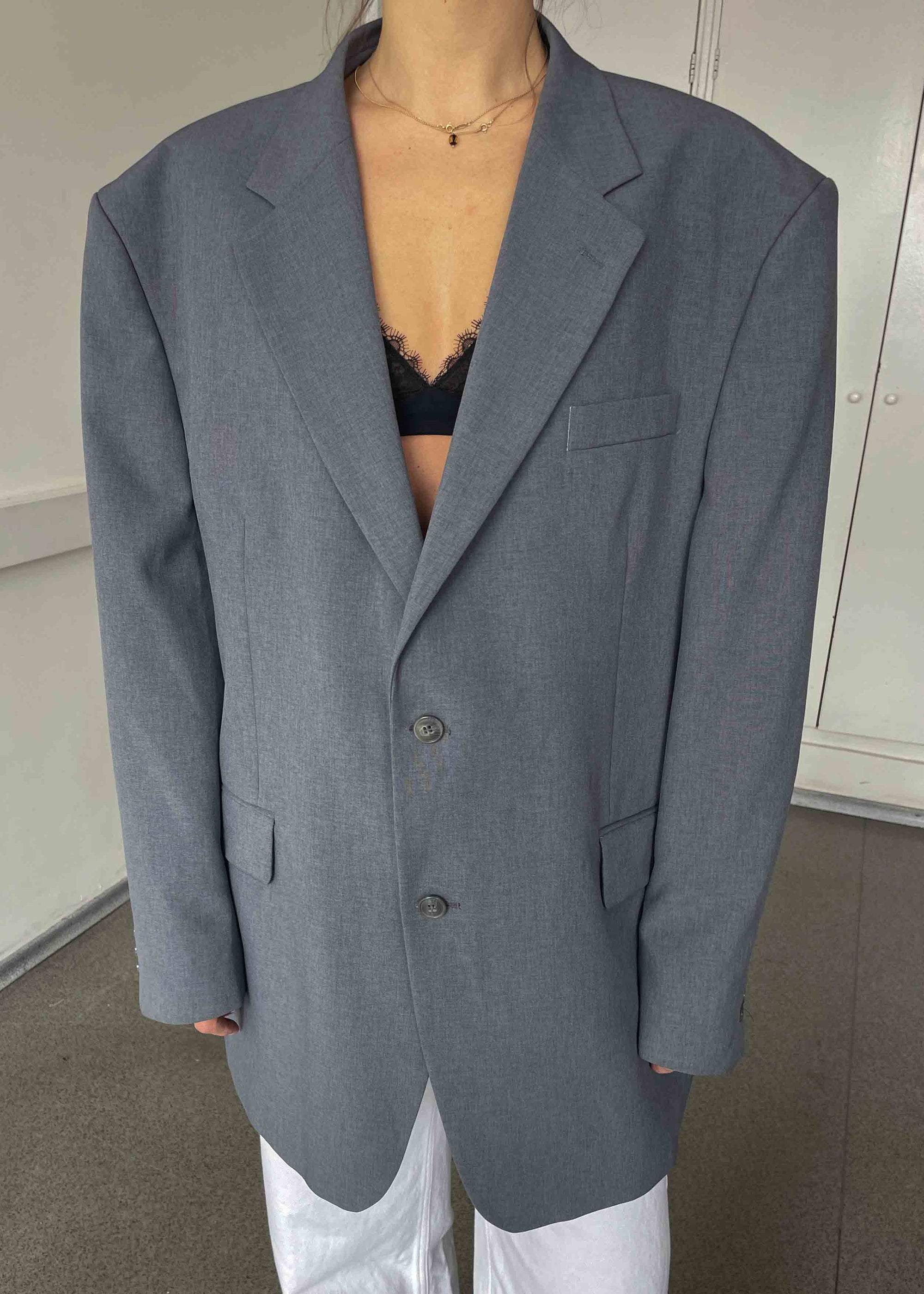 Vintage Grey Oversized Blazer
