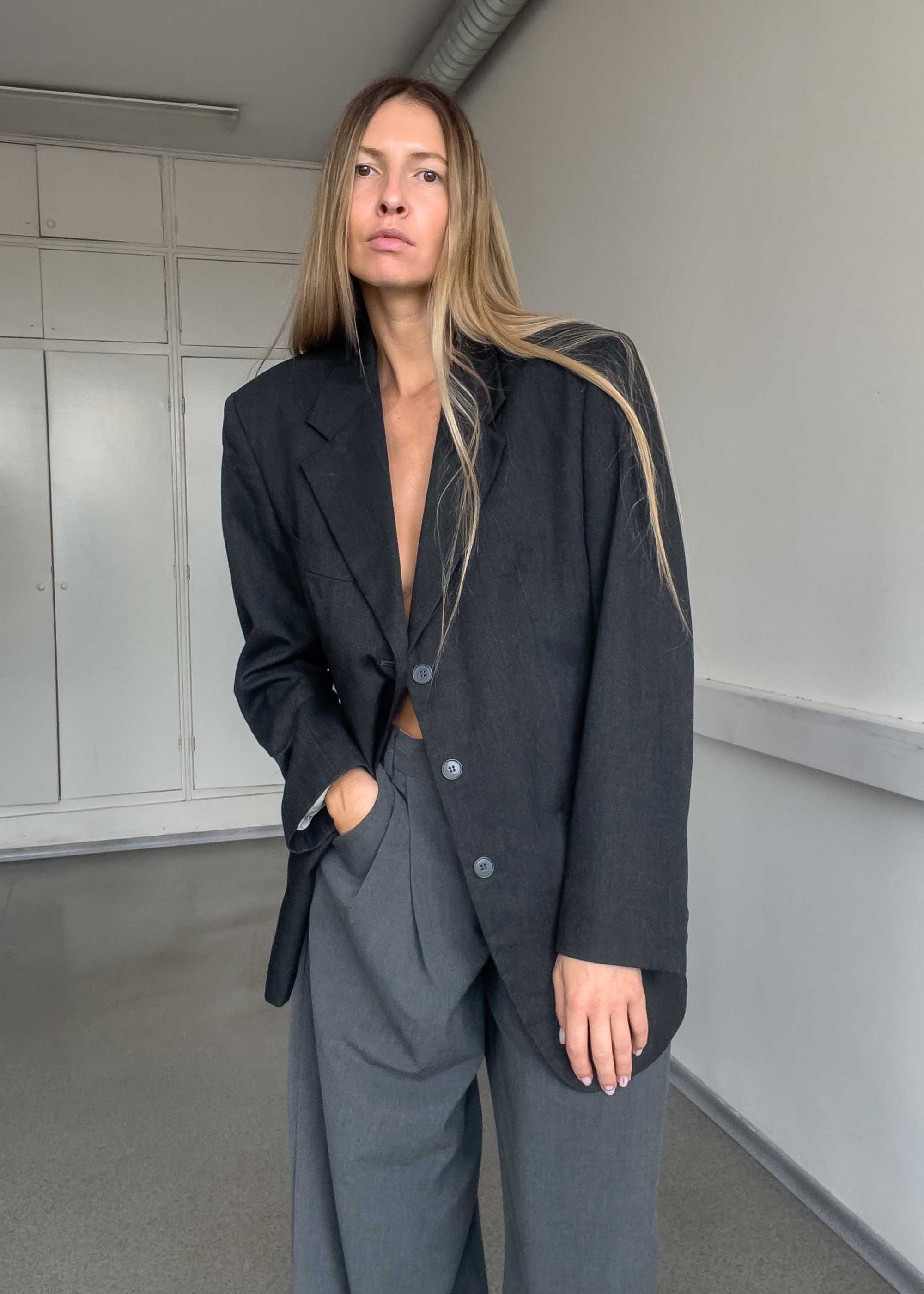 Vintage Grey Oversized Blazer