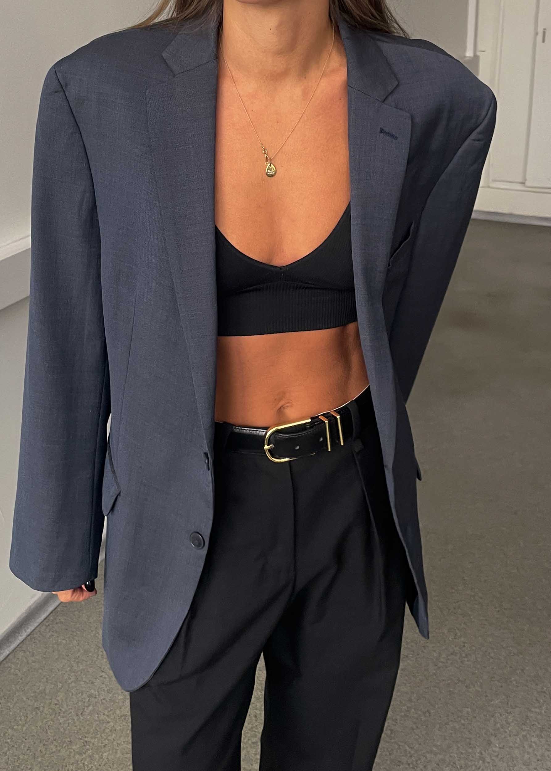 Vintage Blue Patterned Oversized Blazer by Calvin Klein