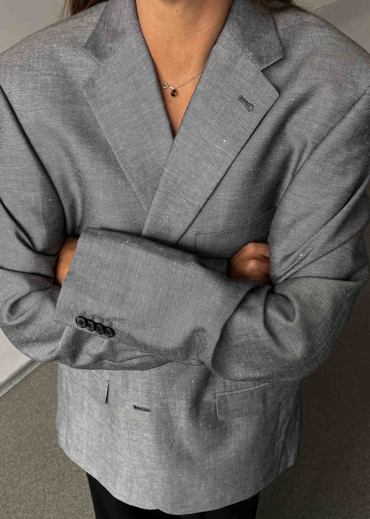 Vintage Silver Grey Oversized Blazer