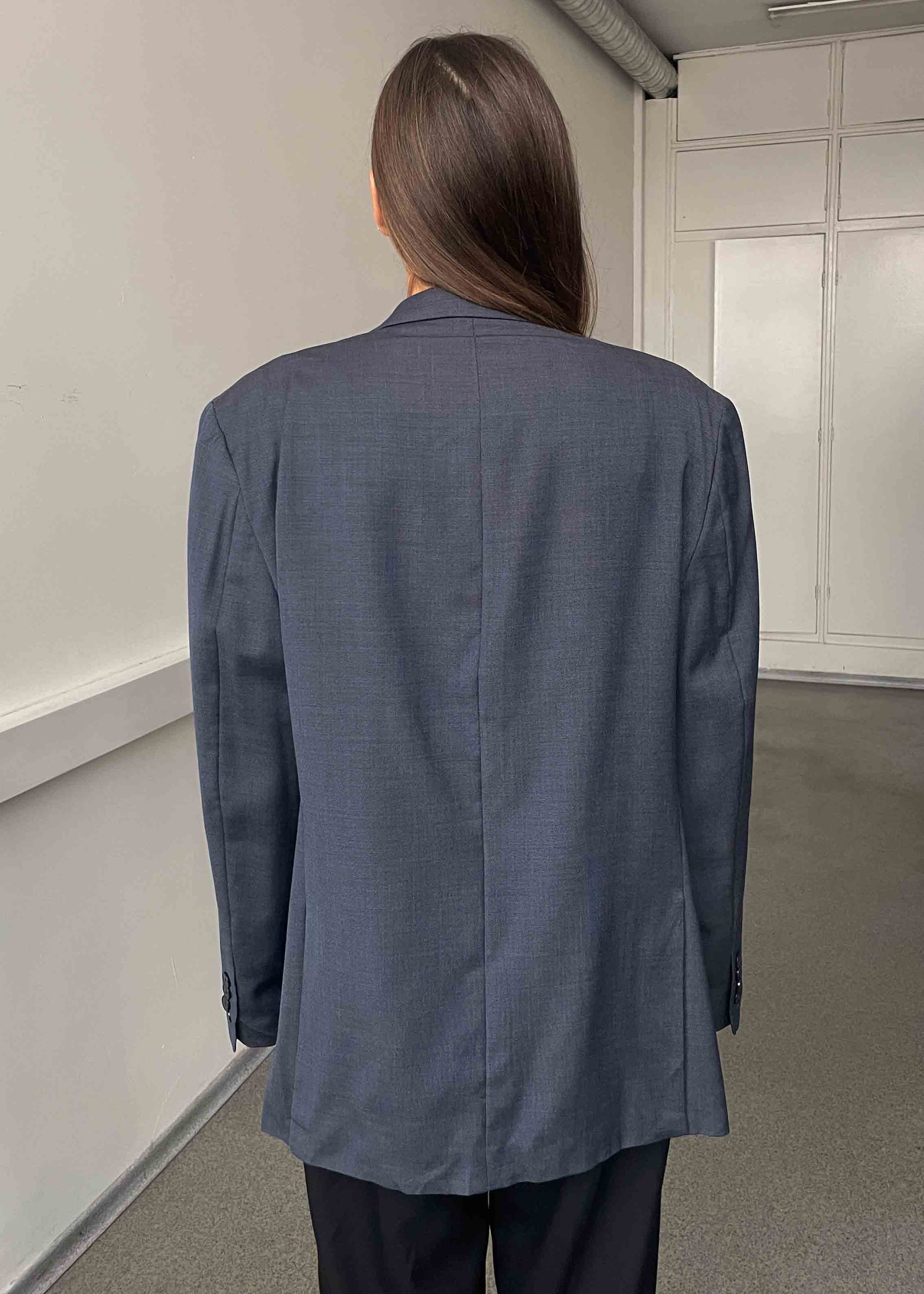 Vintage Blue Patterned Oversized Blazer by Calvin Klein