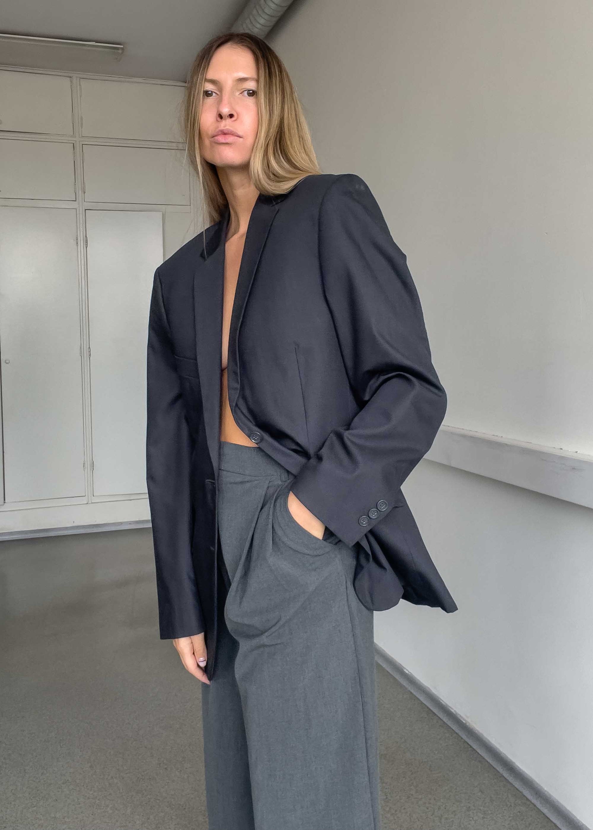 Vintage Grey Oversized Blazer