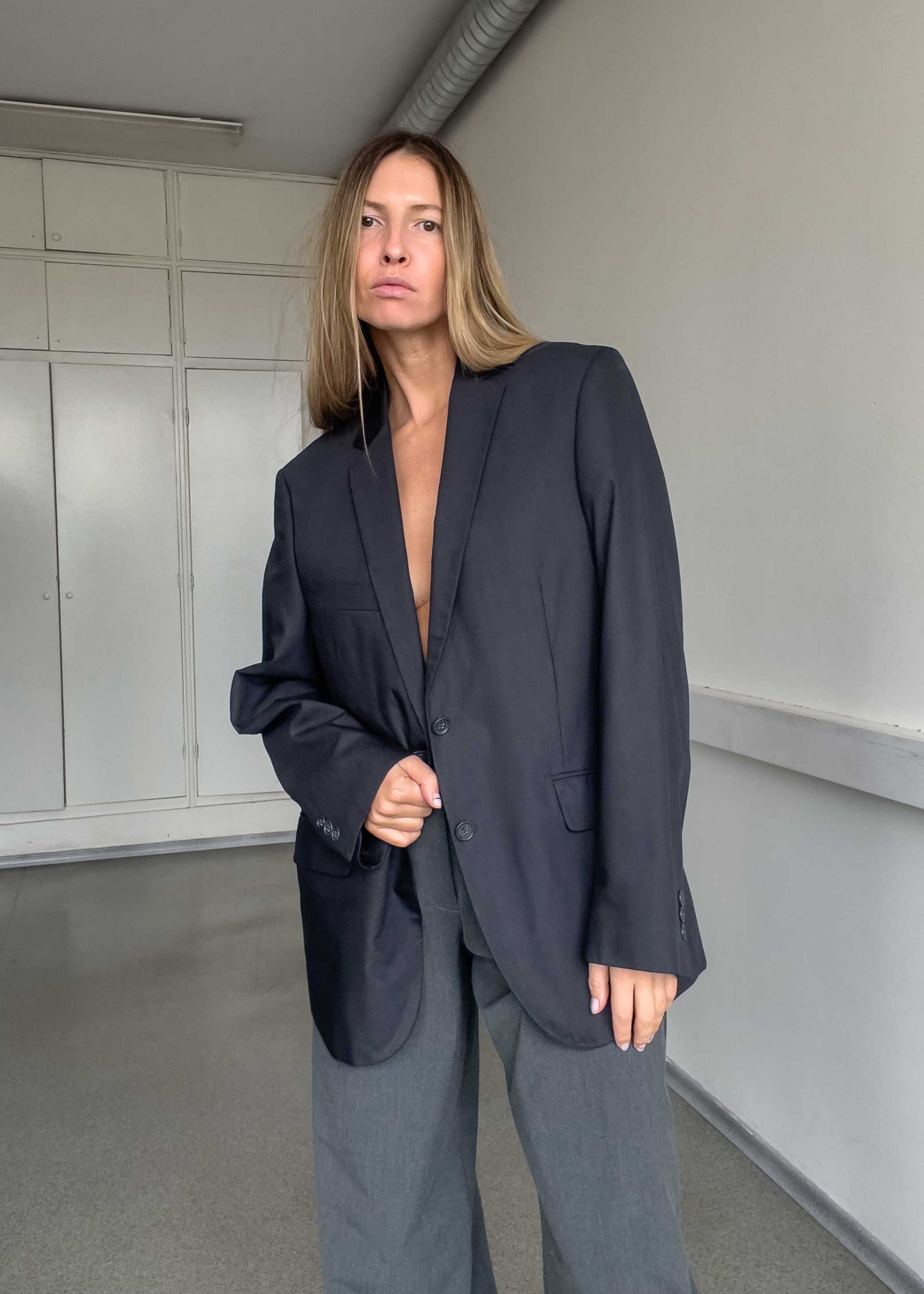 Vintage Grey Oversized Blazer