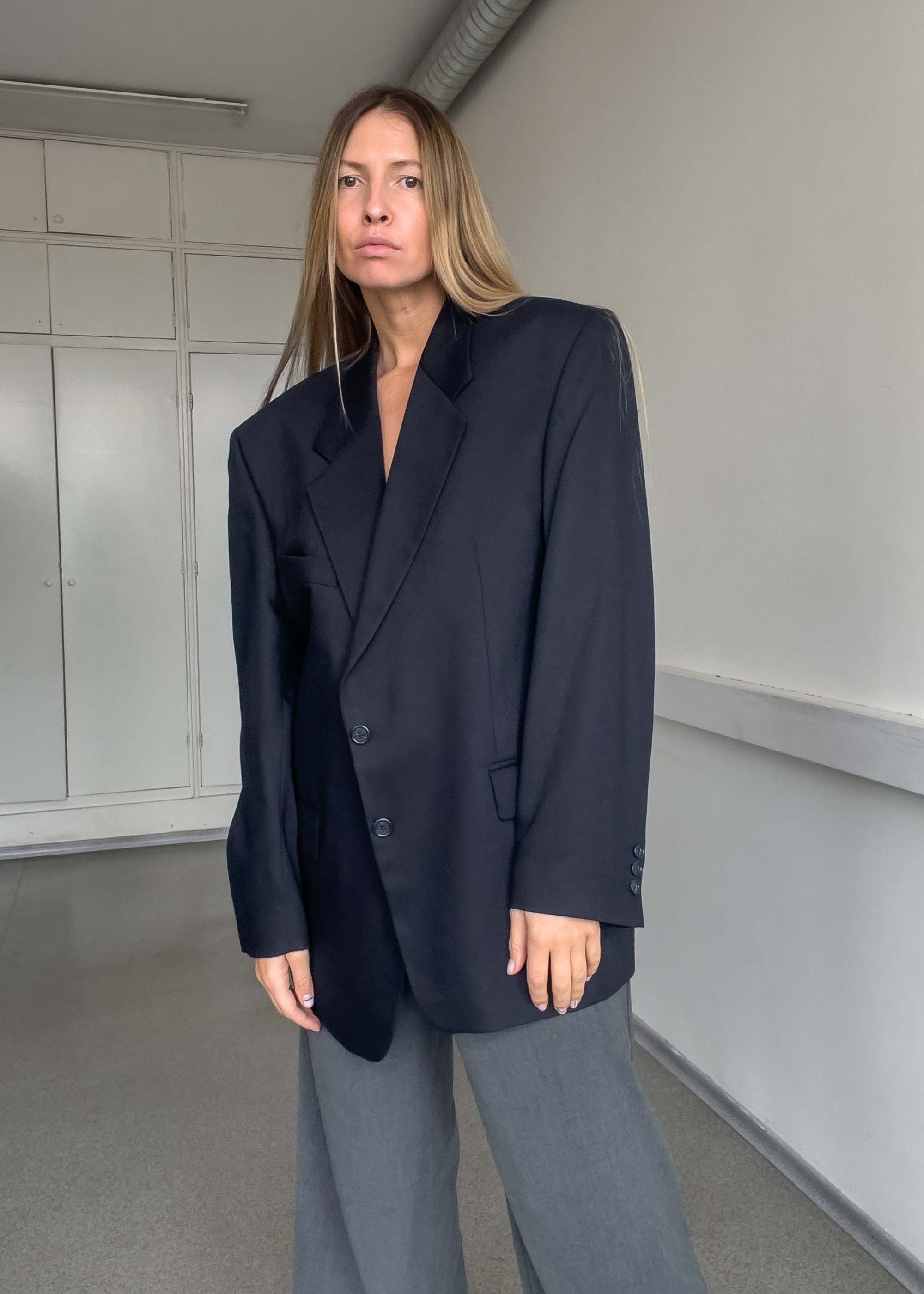 Vintage Navy Blue Oversized Blazer
