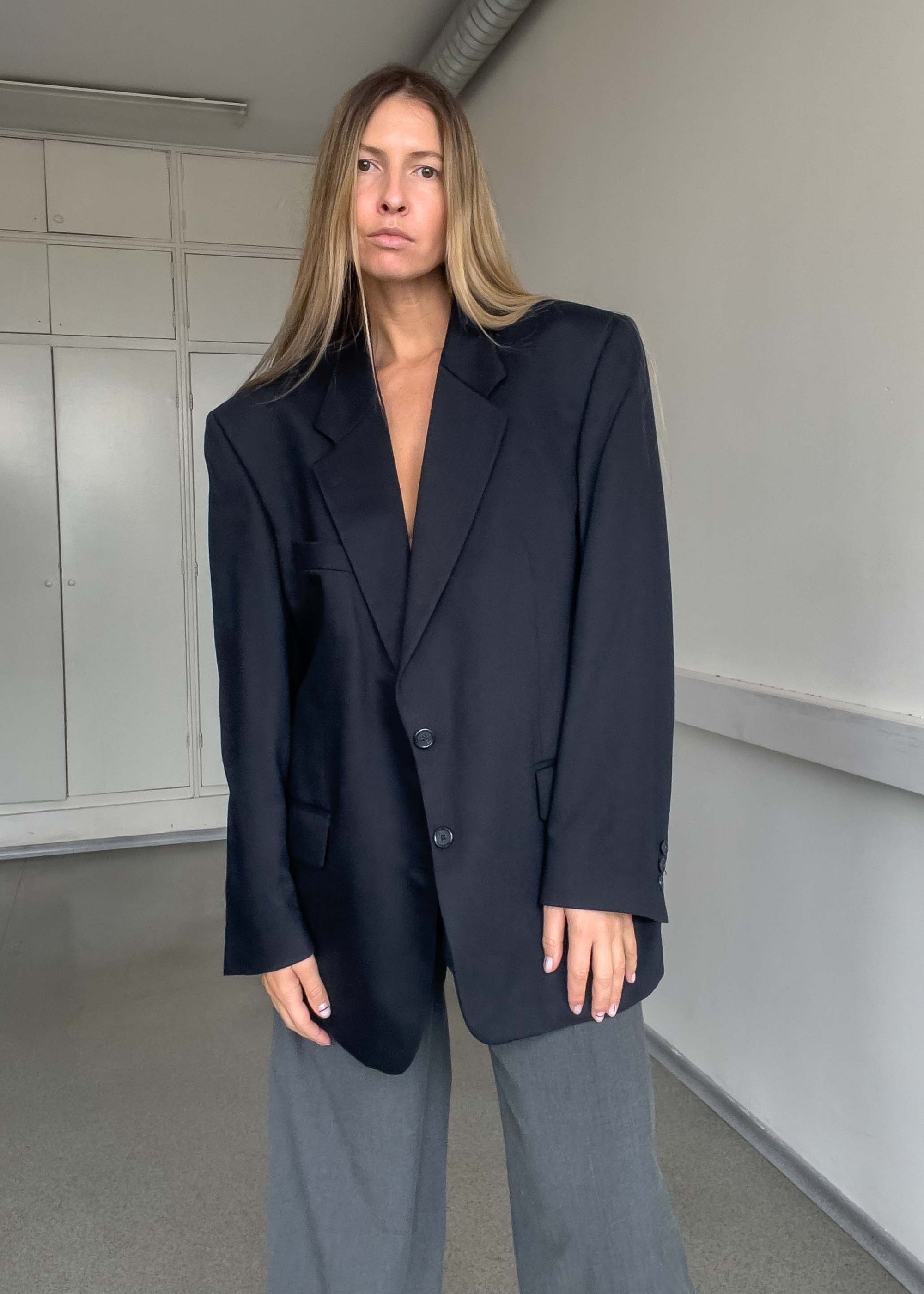 Vintage Navy Blue Oversized Blazer