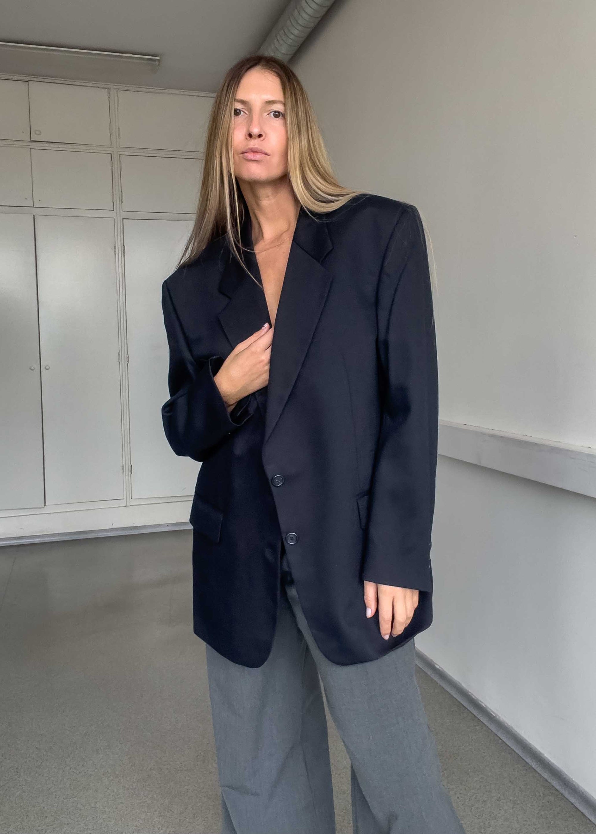 Vintage Navy Blue Oversized Blazer