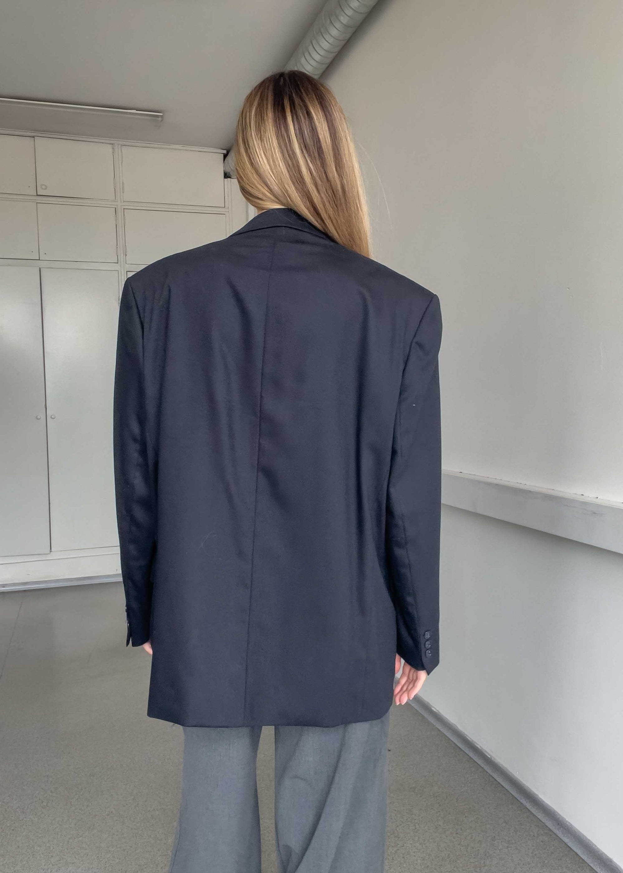 Vintage Navy Blue Oversized Blazer