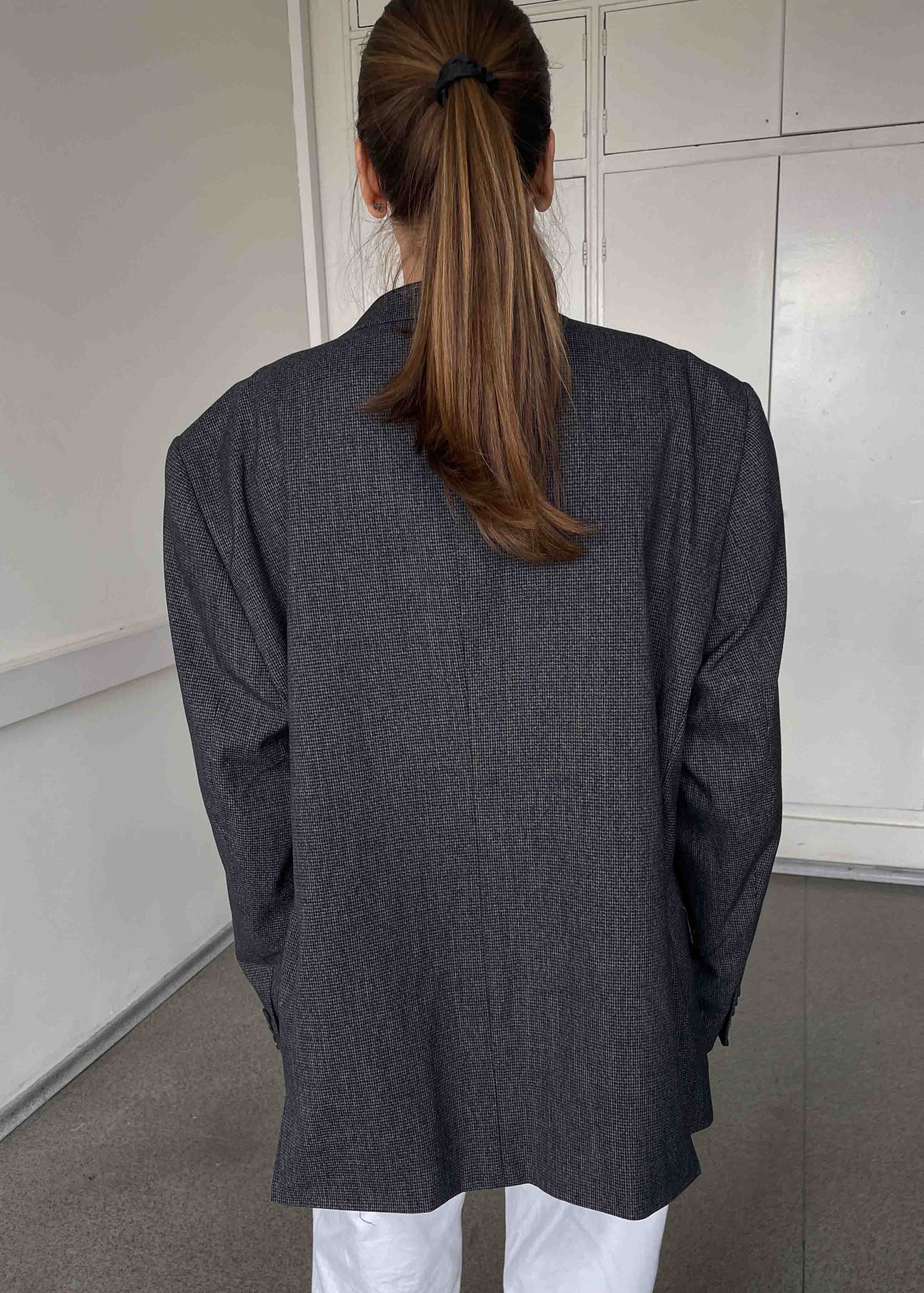 Vintage Grey Patterned Oversized Blazer