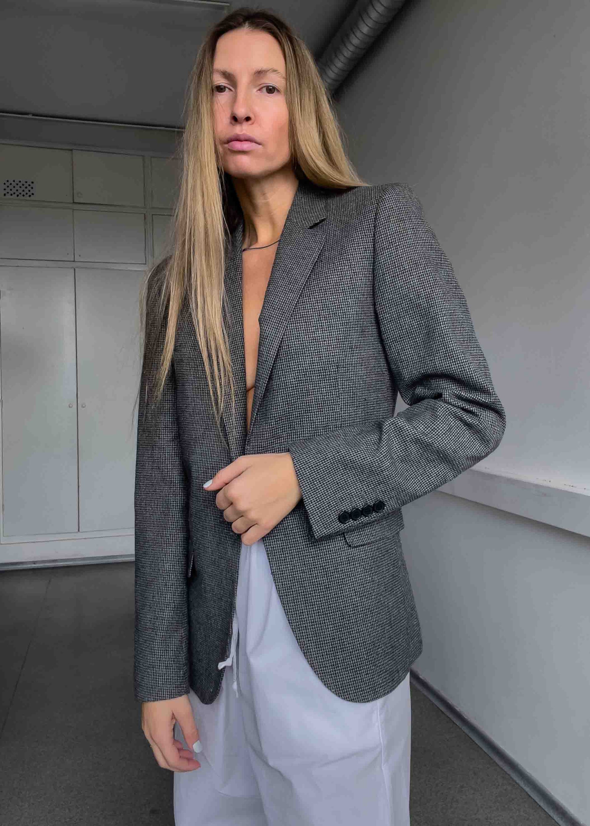Vintage Grey/Black Dogtooth Smaller Fit Blazer