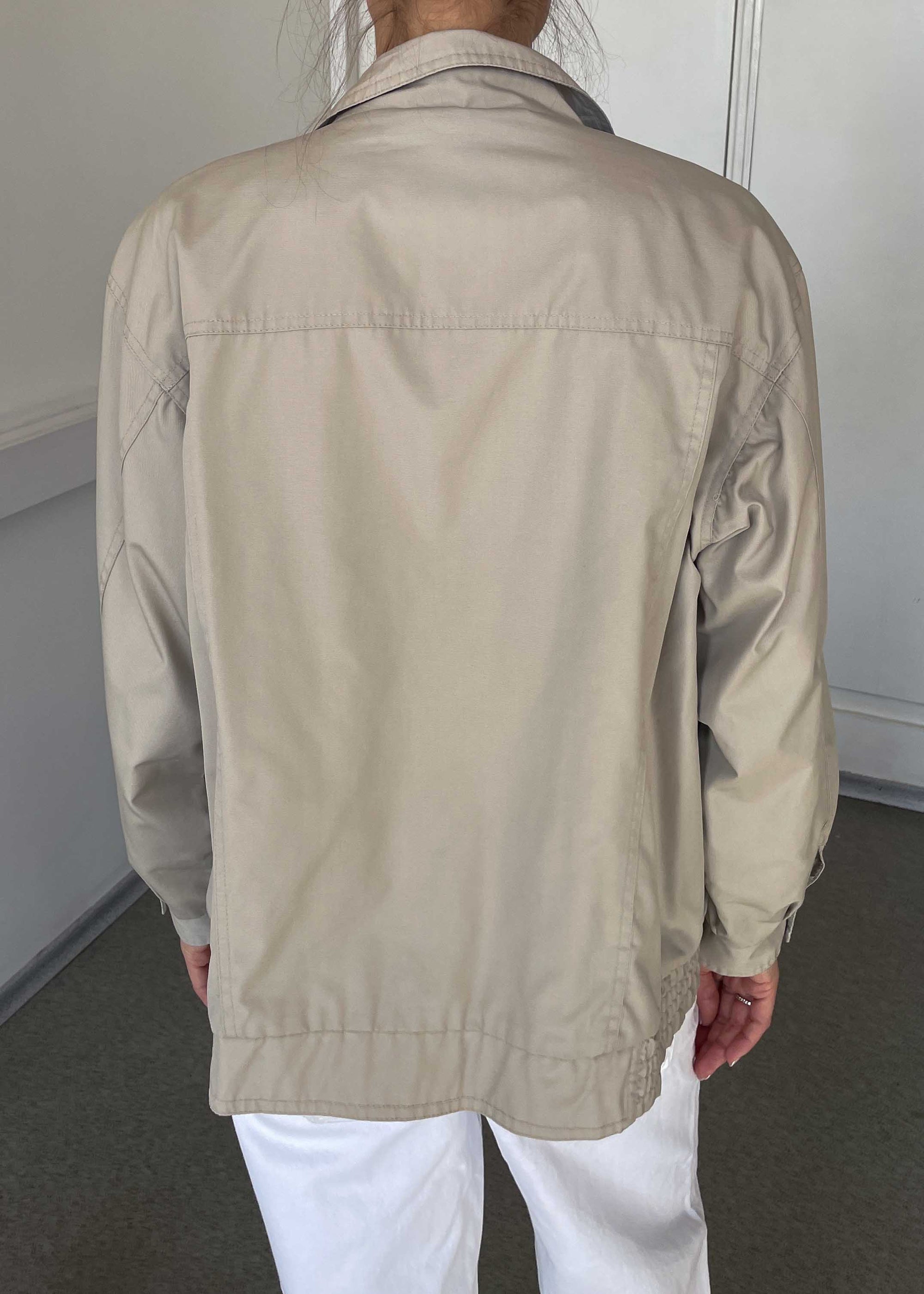 Vintage Beige Oversized Bomber Jacket