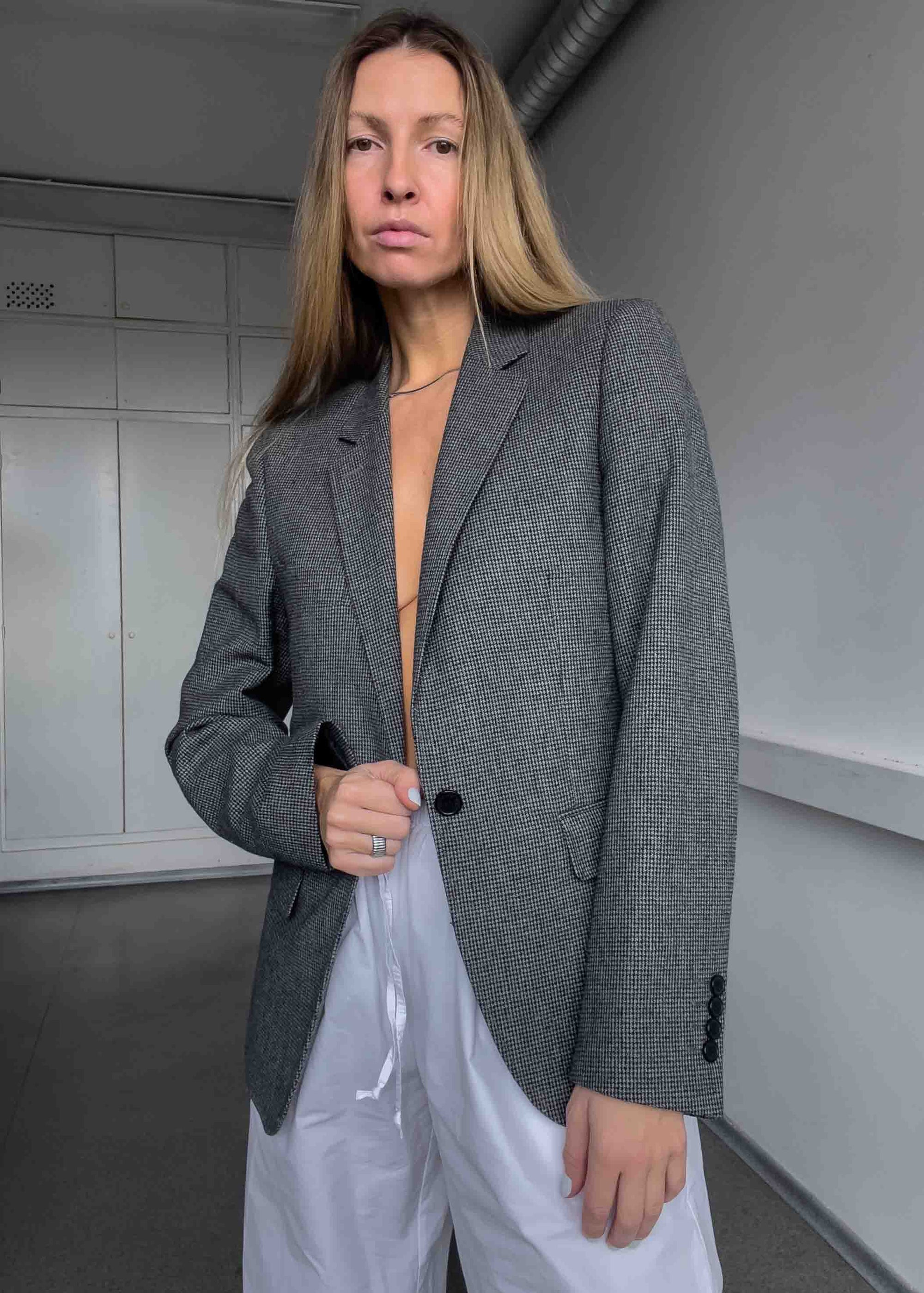 Vintage Grey/Black Dogtooth Smaller Fit Blazer