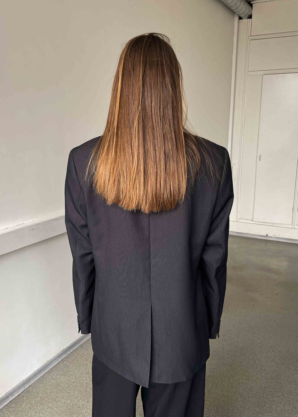 Vintage Dark Grey Stripped Oversized Blazer