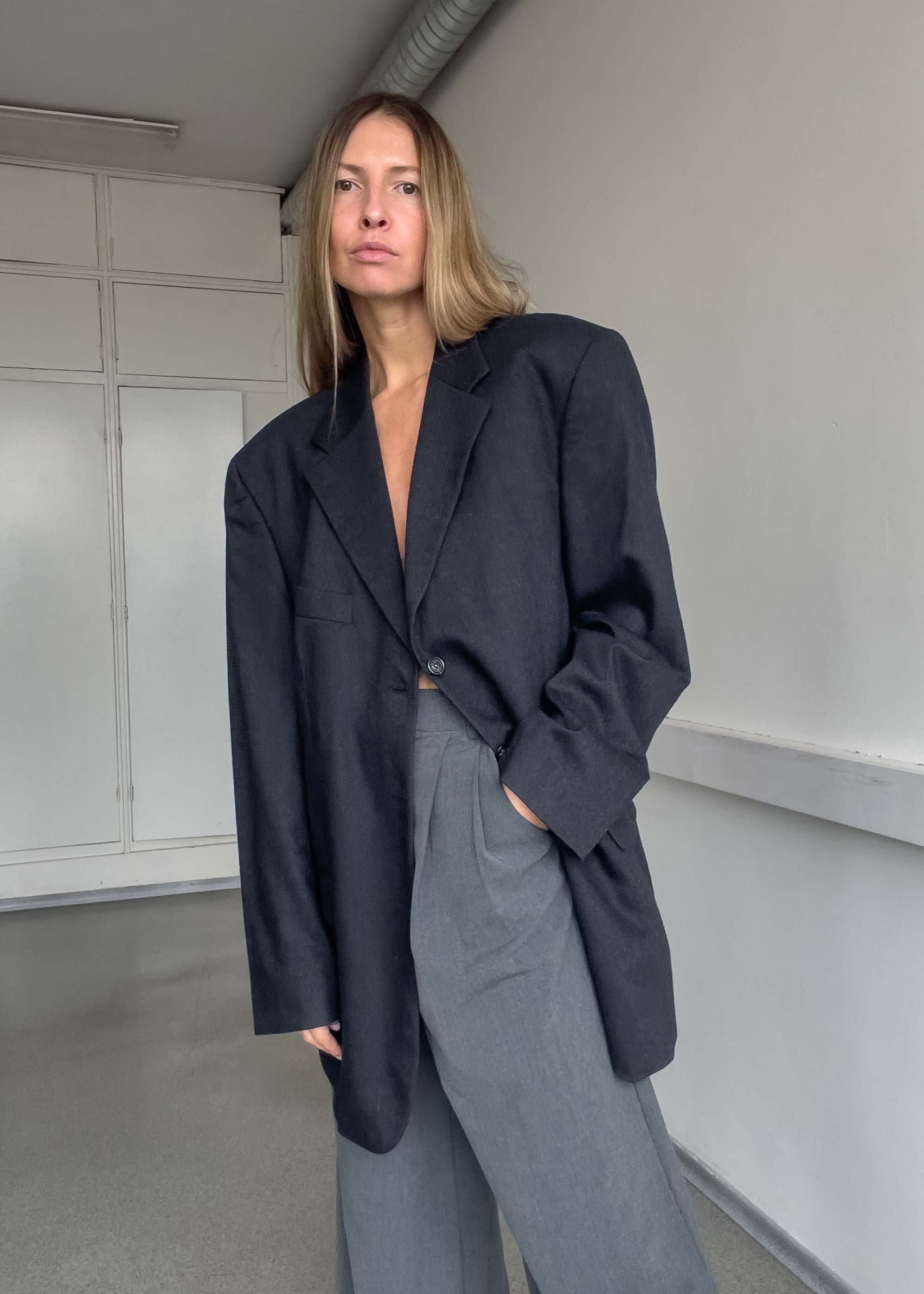 Vintage Grey Oversized Blazer