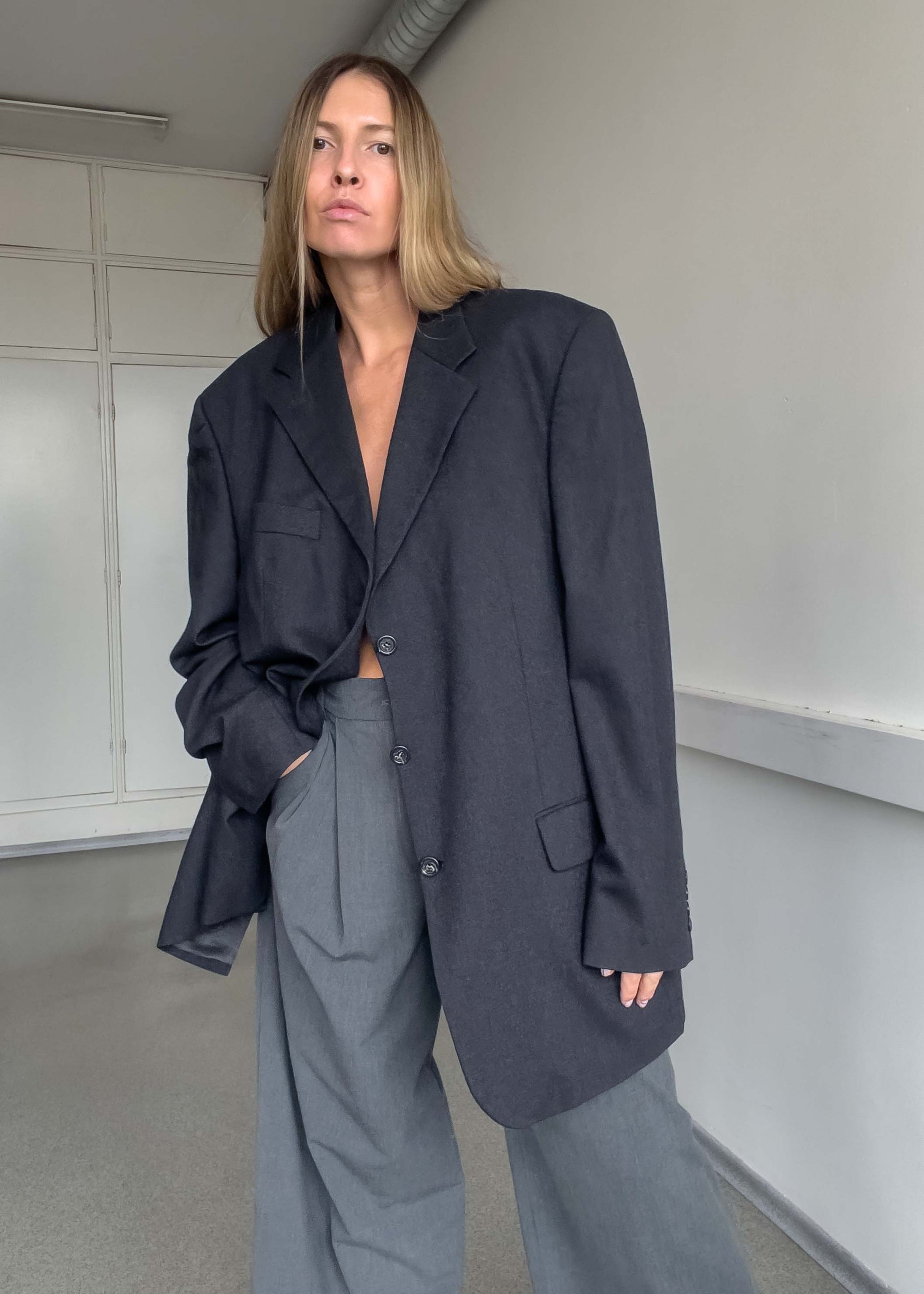 Vintage Grey Oversized Blazer