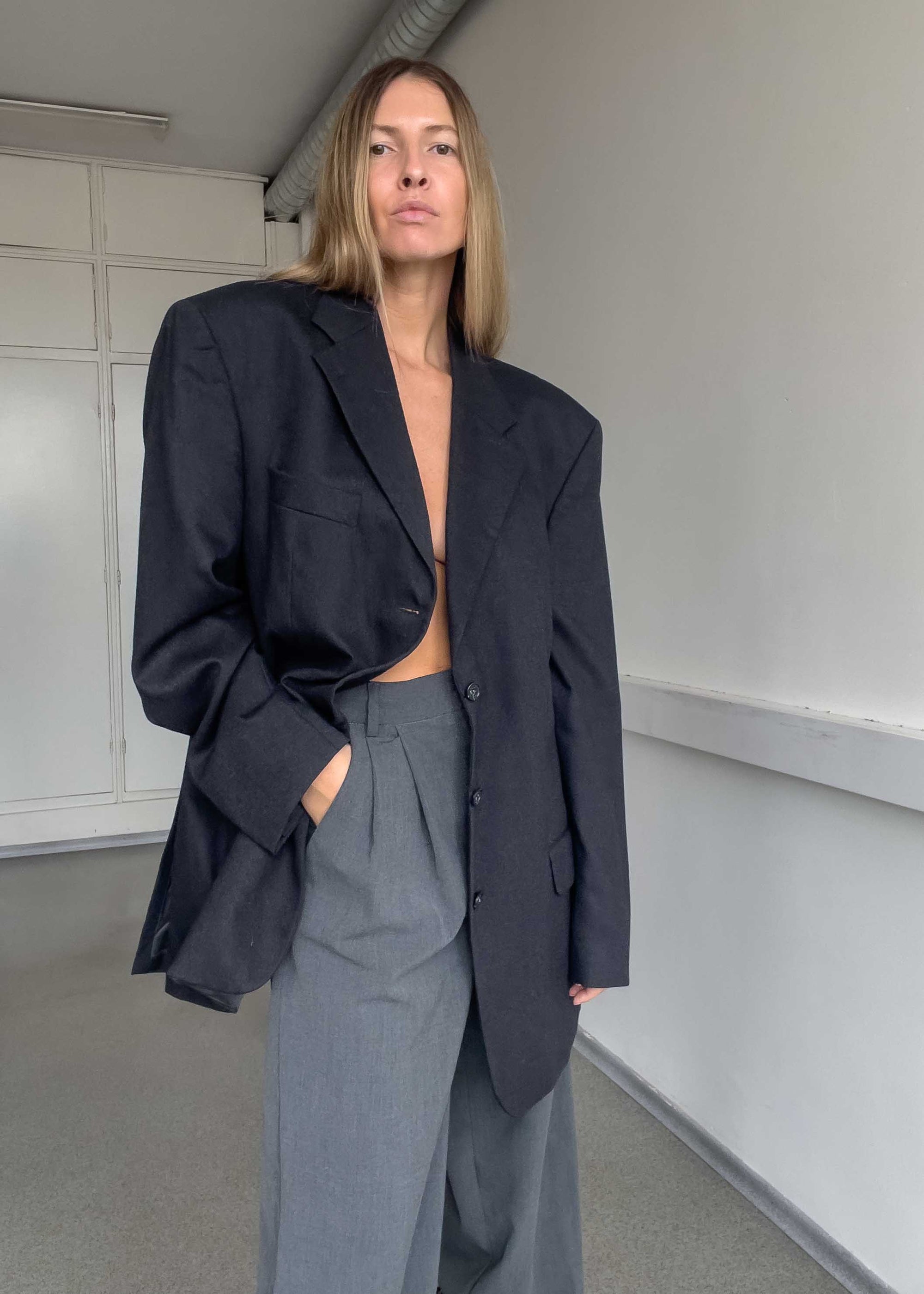 Vintage Grey Oversized Blazer