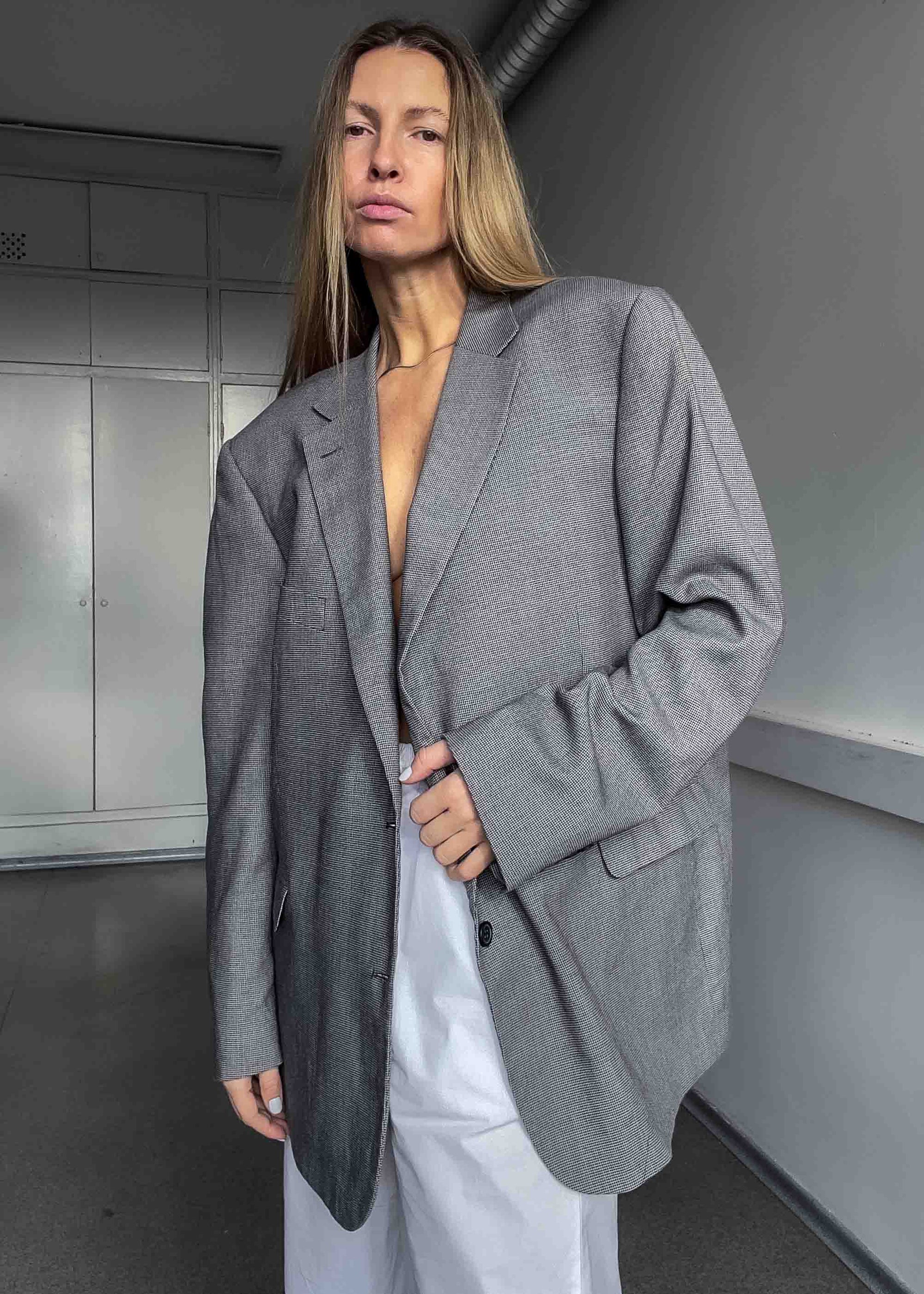 Vintage Checked Oversized Blazer