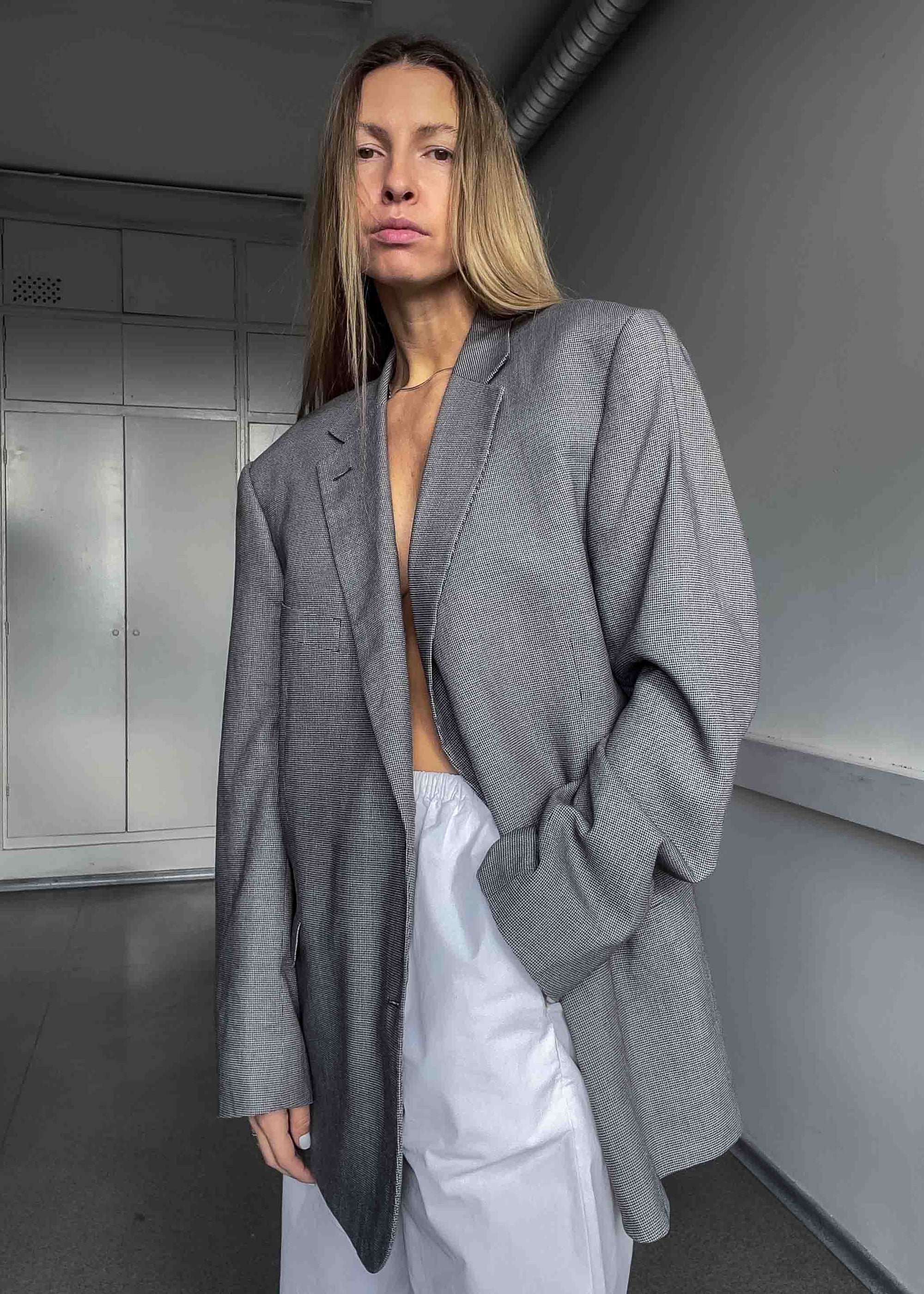 Vintage Checked Oversized Blazer