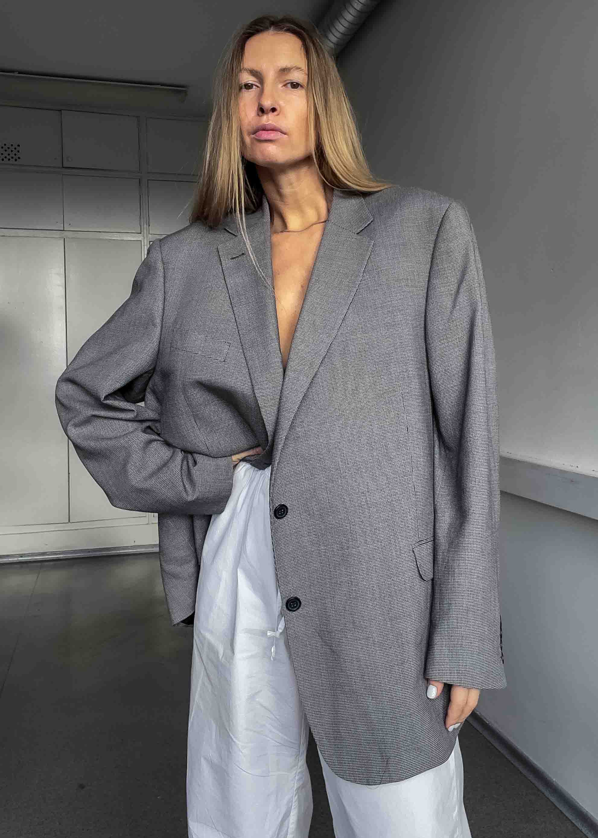 Vintage Checked Oversized Blazer