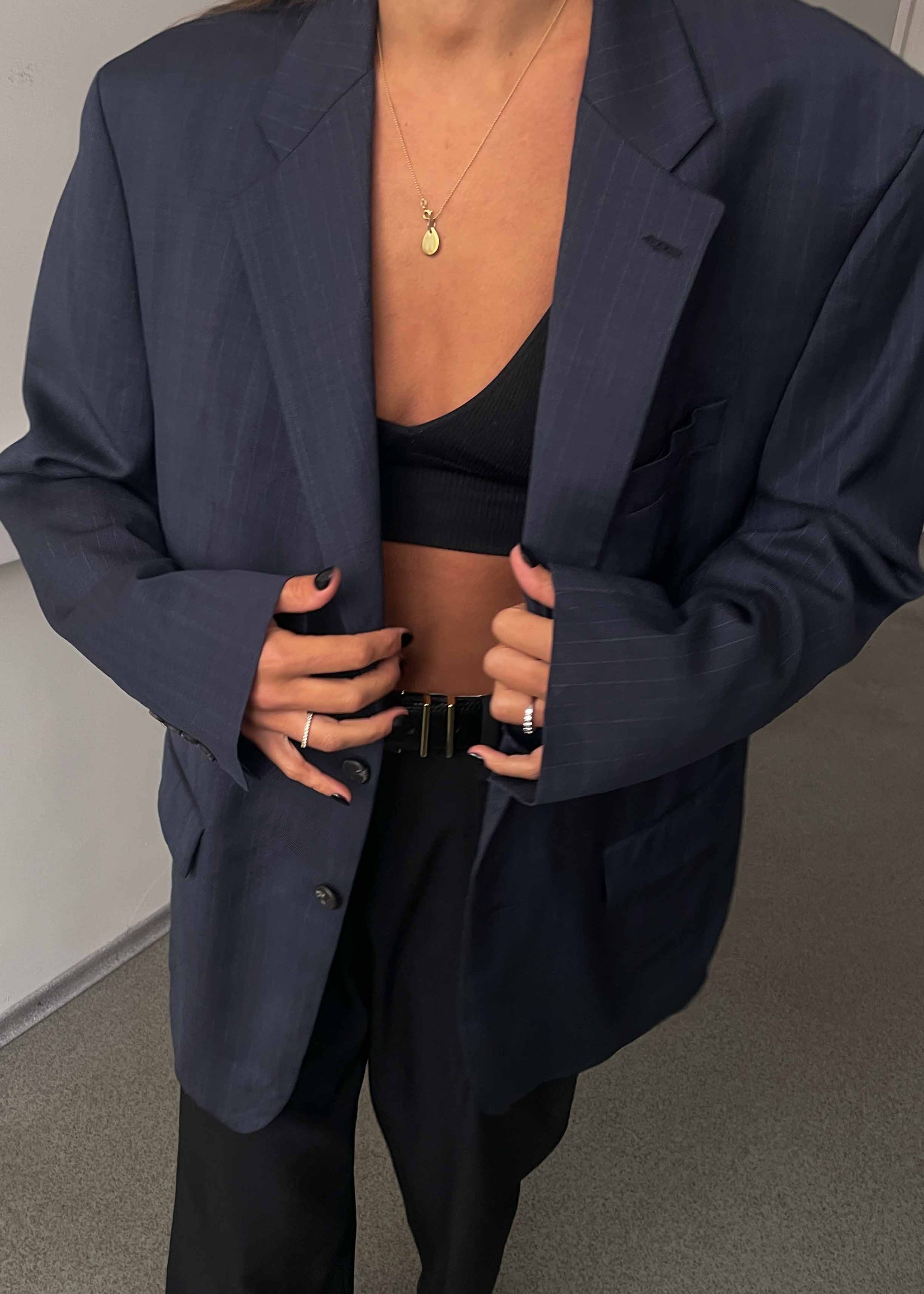 Vintage Blue Pinstripe Oversized Blazer Chaps by RALPH LAUREN