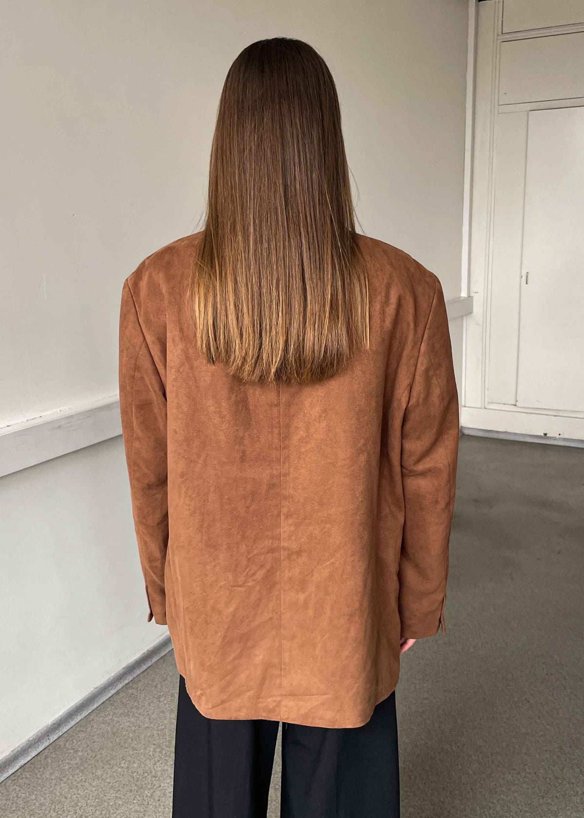 Vintage Brown Oversized Faux Suede Blazer