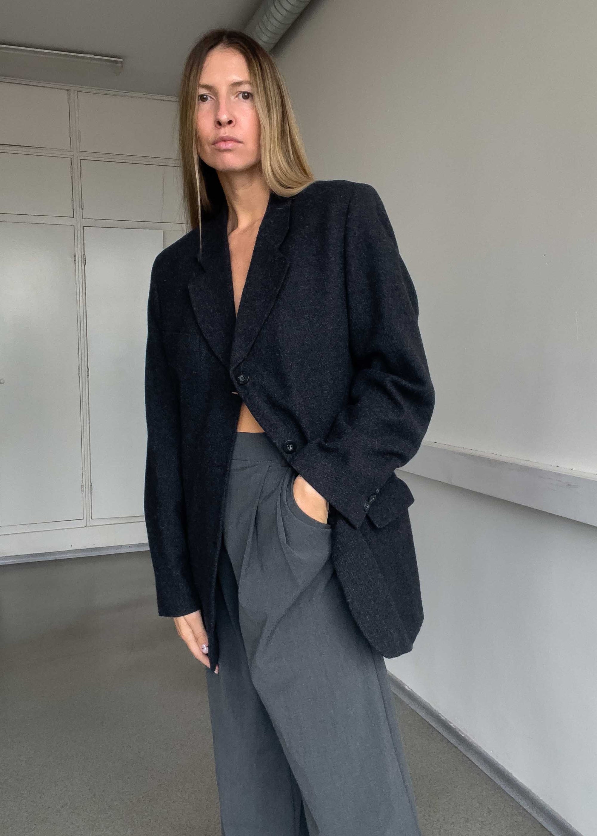 Vintage Grey Oversized Blazer