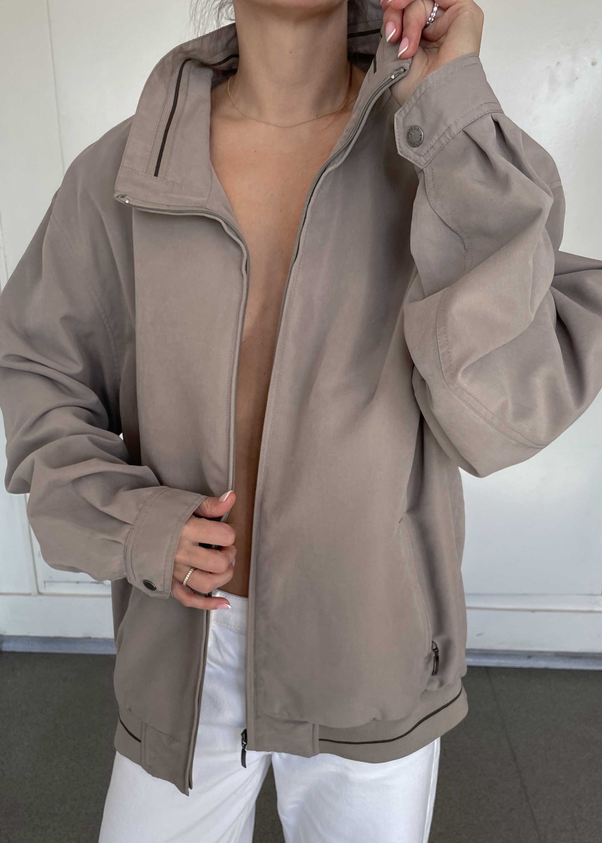 Vintage Grey Minimalist Bomber Jacket