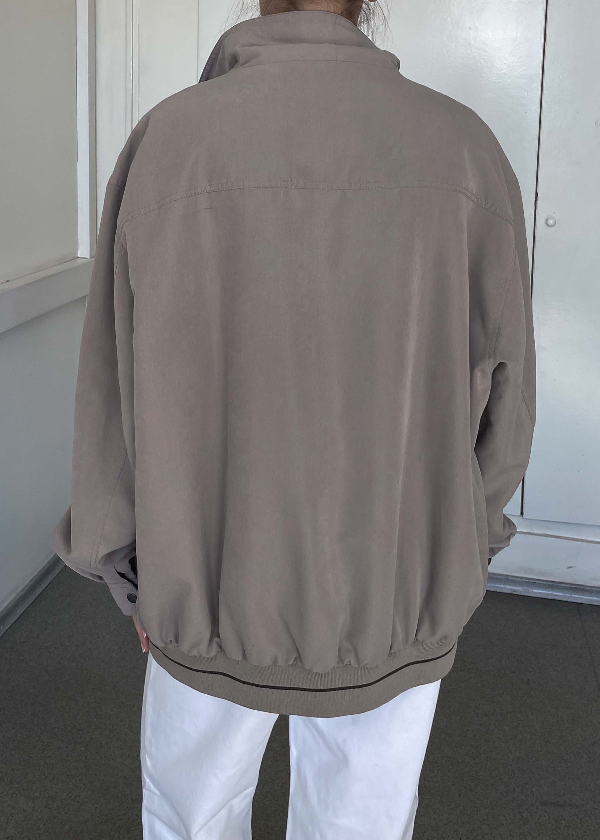 Vintage Grey Minimalist Bomber Jacket