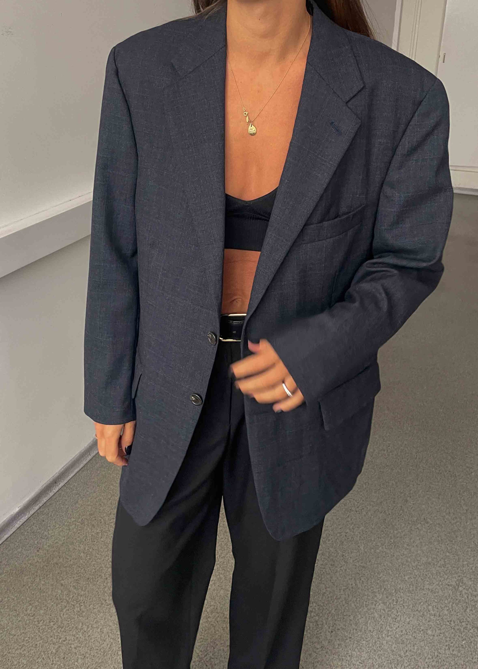 Vintage Dark Grey Paterned Oversized Blazer Chaps by RALPH LAUREN