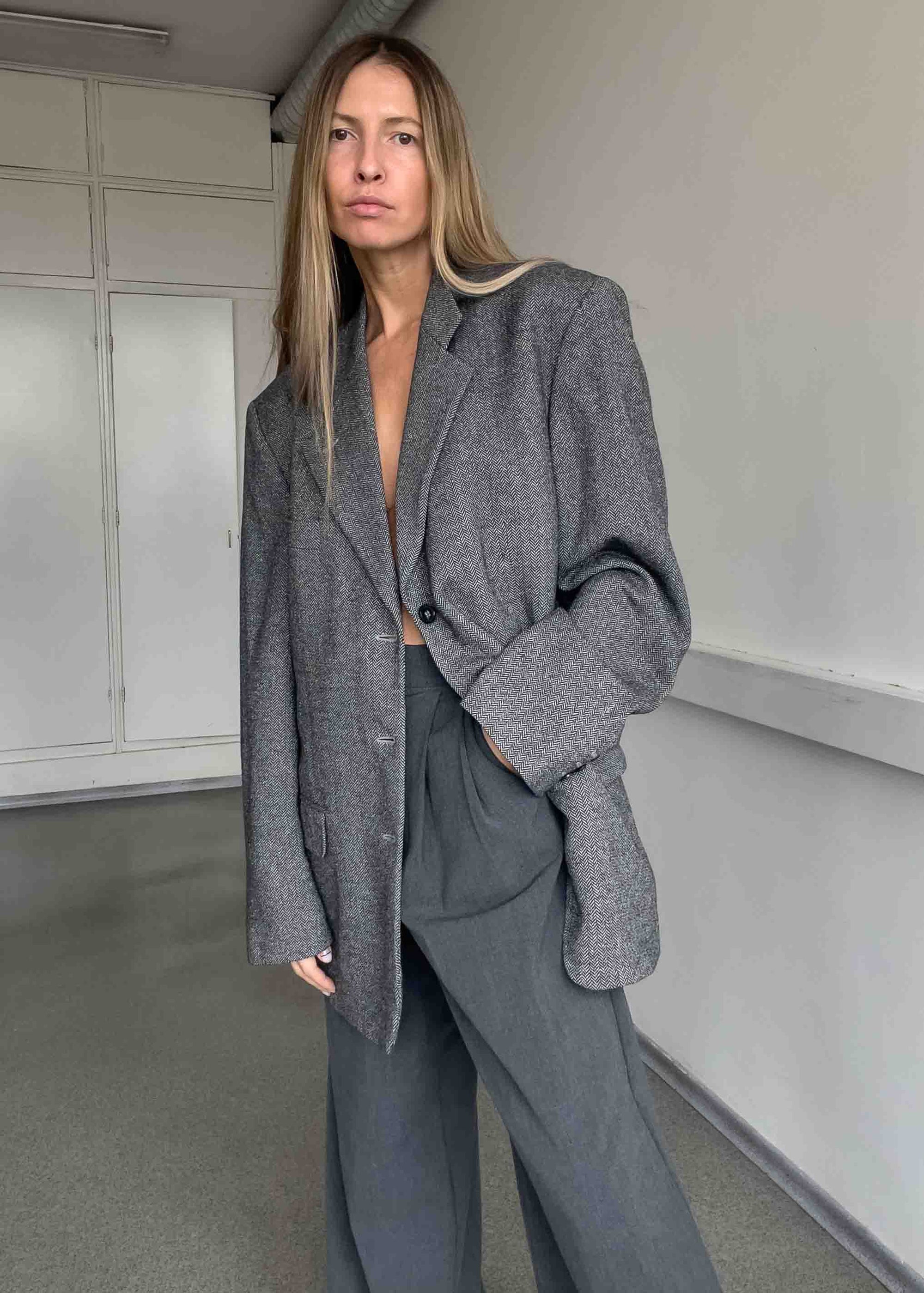 Vintage Grey Oversized Blazer