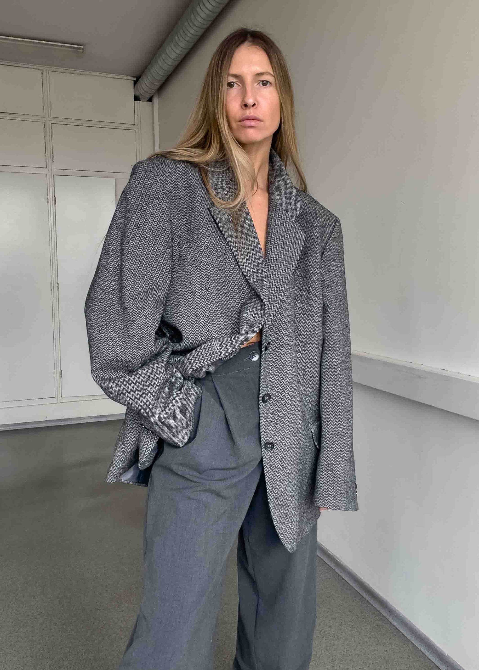 Vintage Grey Oversized Blazer