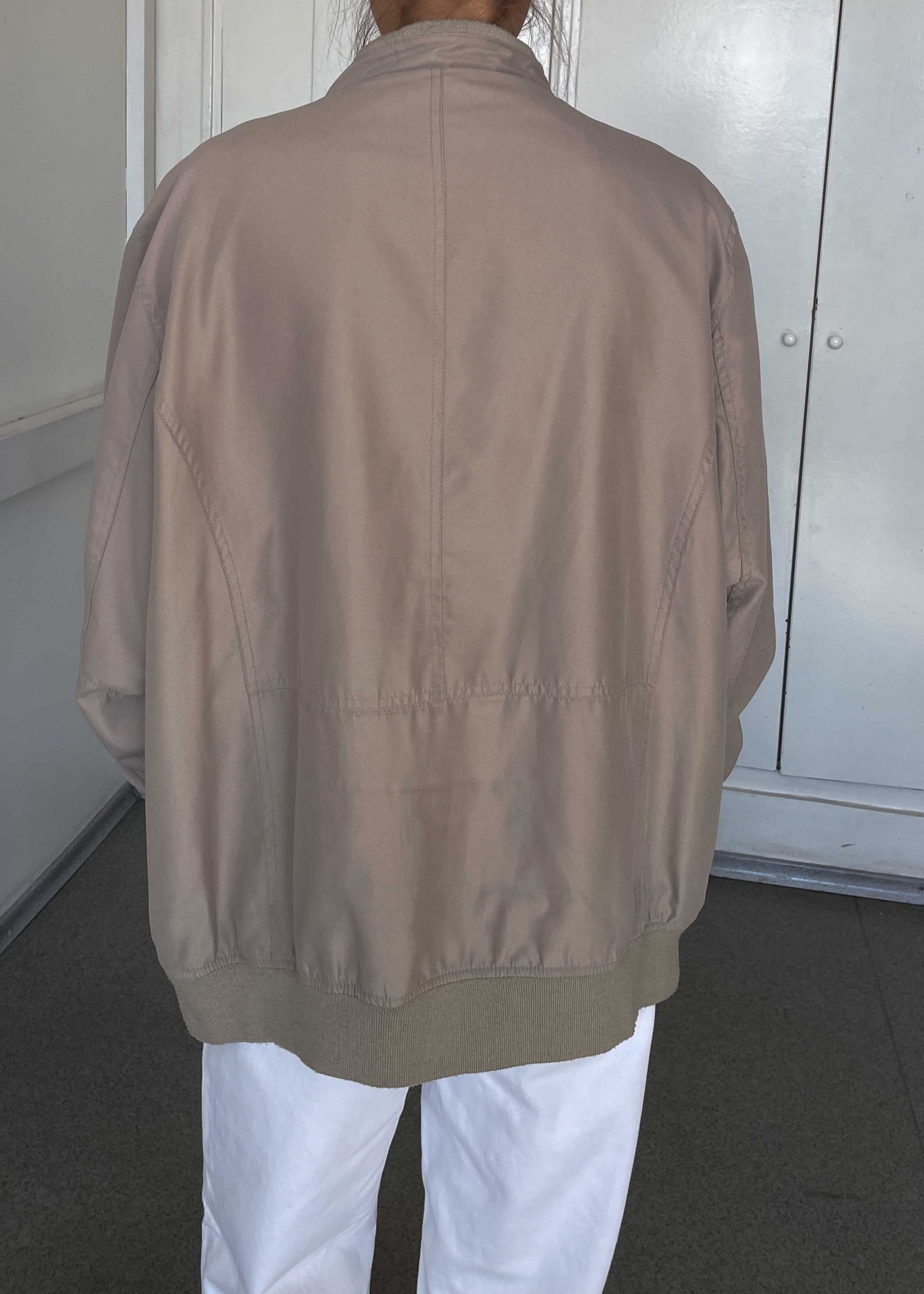 Vintage Grey Minimalist Bomber Jacket – Zipper and Stripped Lining