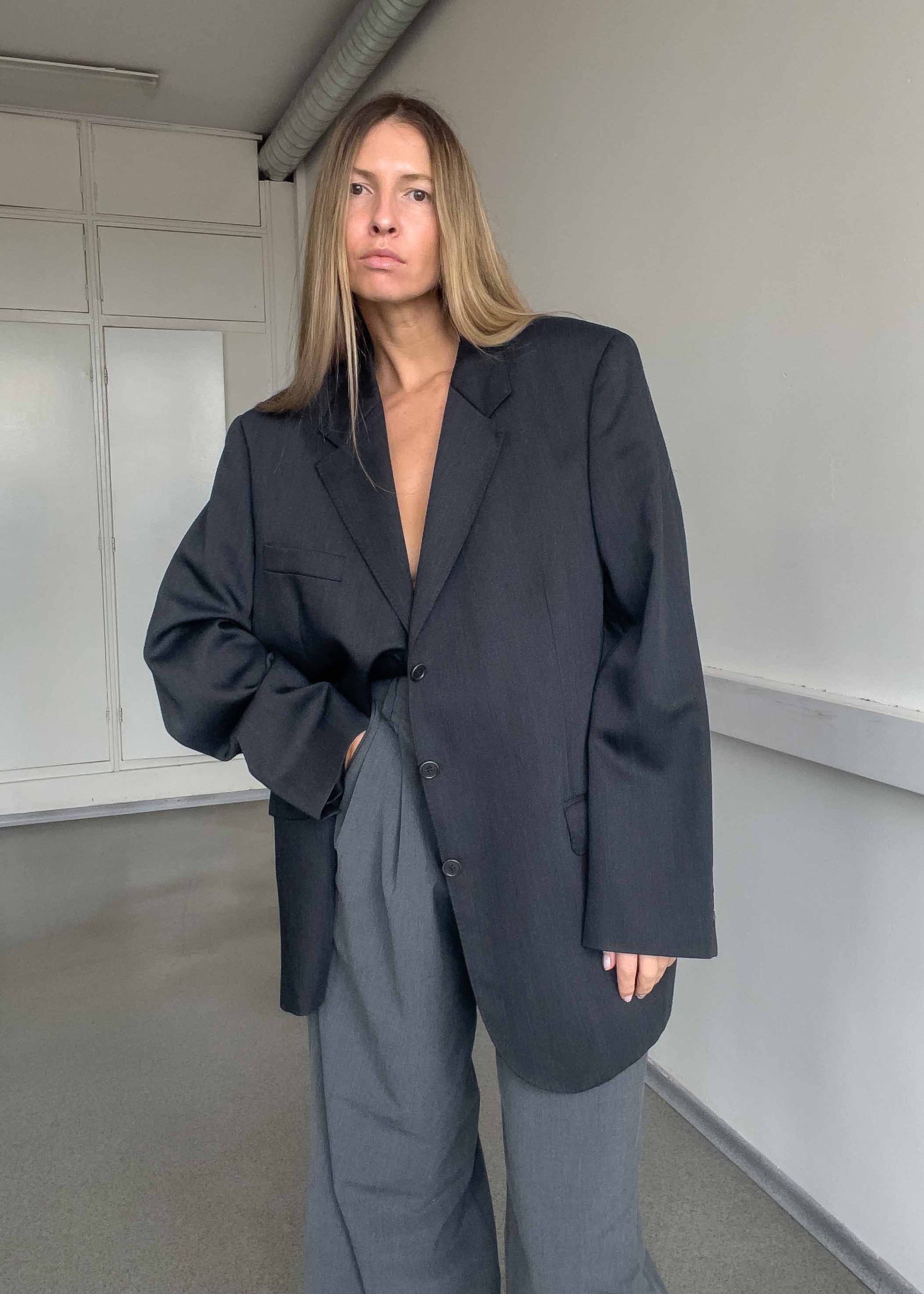 Vintage Grey Oversized Blazer