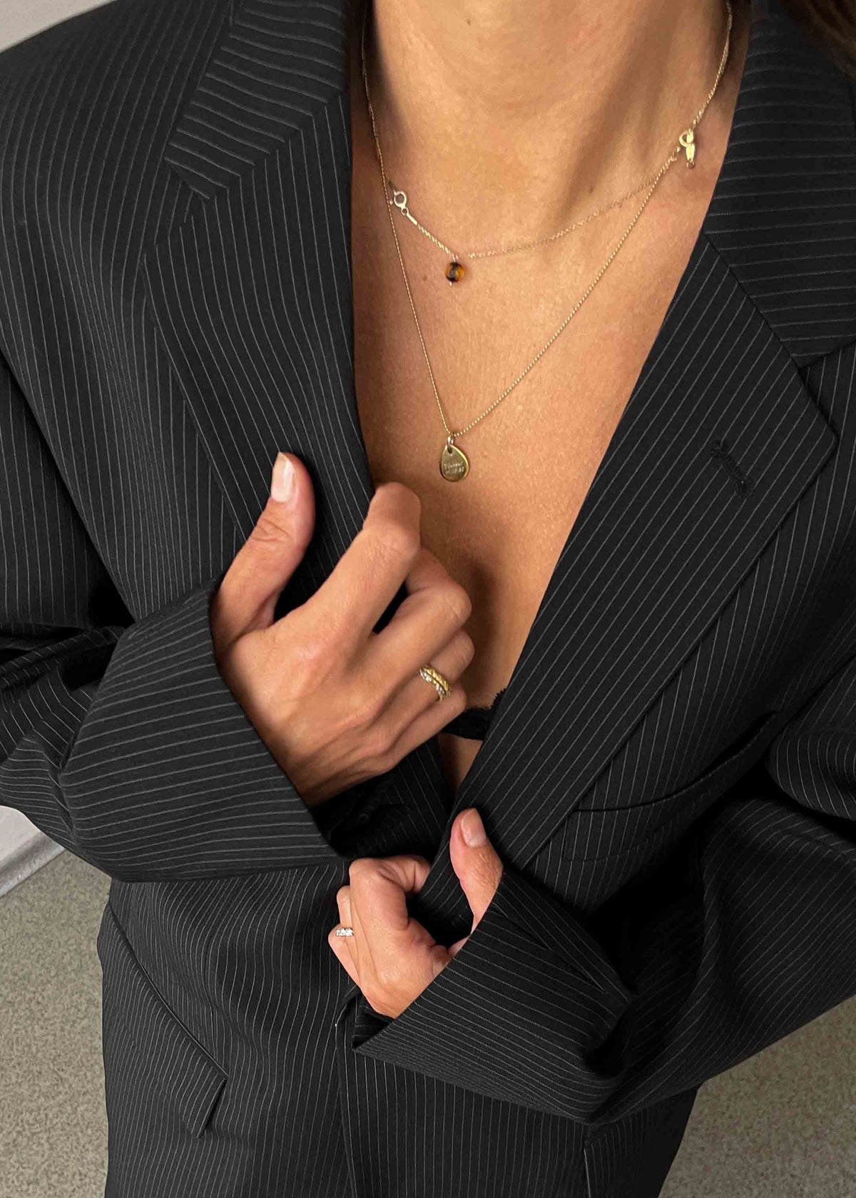 Vintage Black Stripped Oversized Blazer