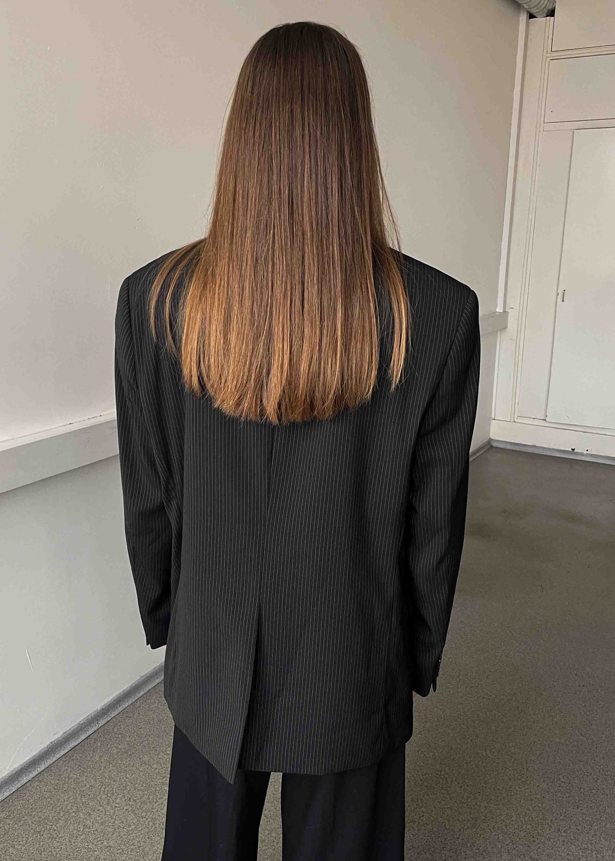 Vintage Black Stripped Oversized Blazer