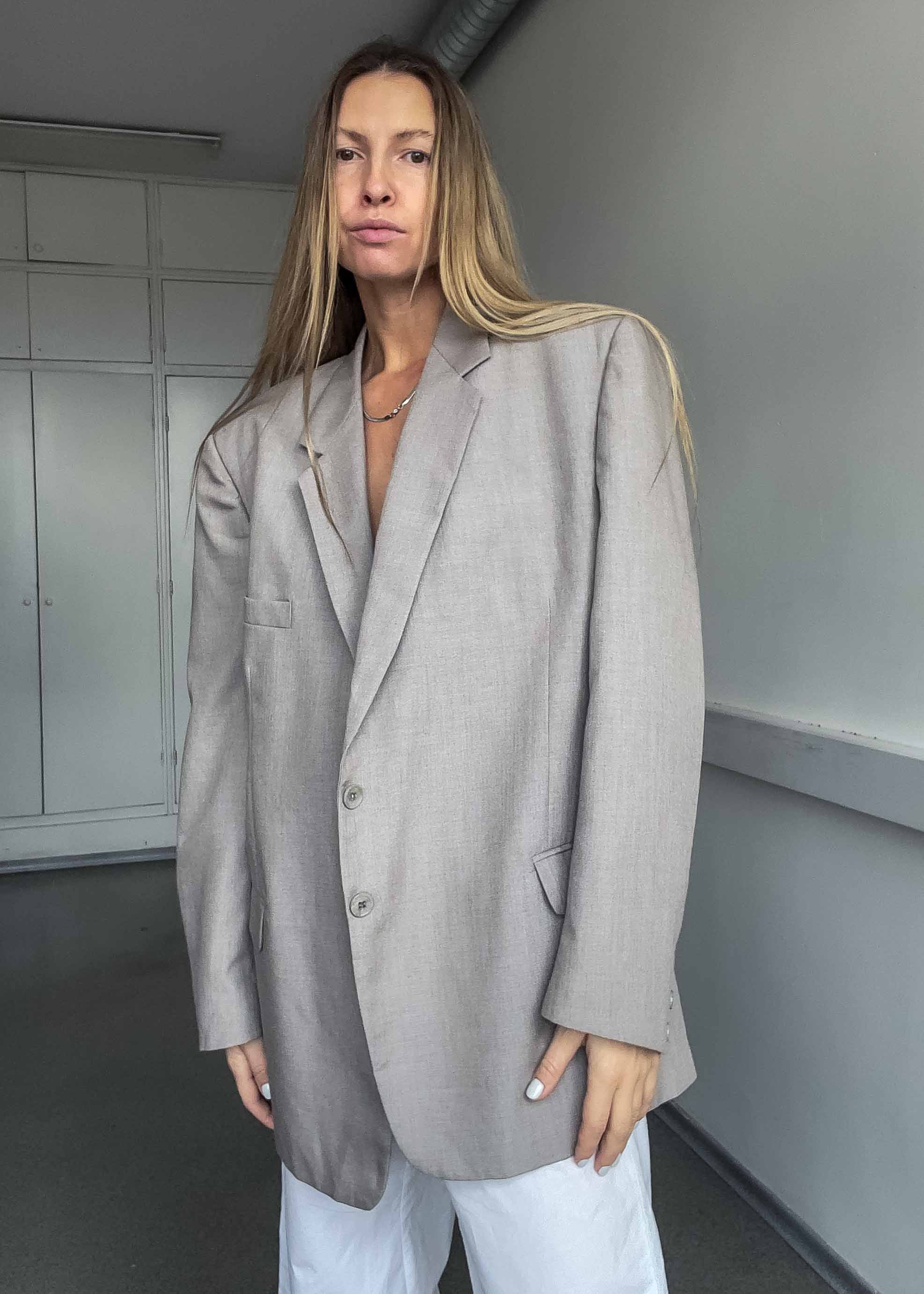 Vintage Warm Grey Oversized Blazer