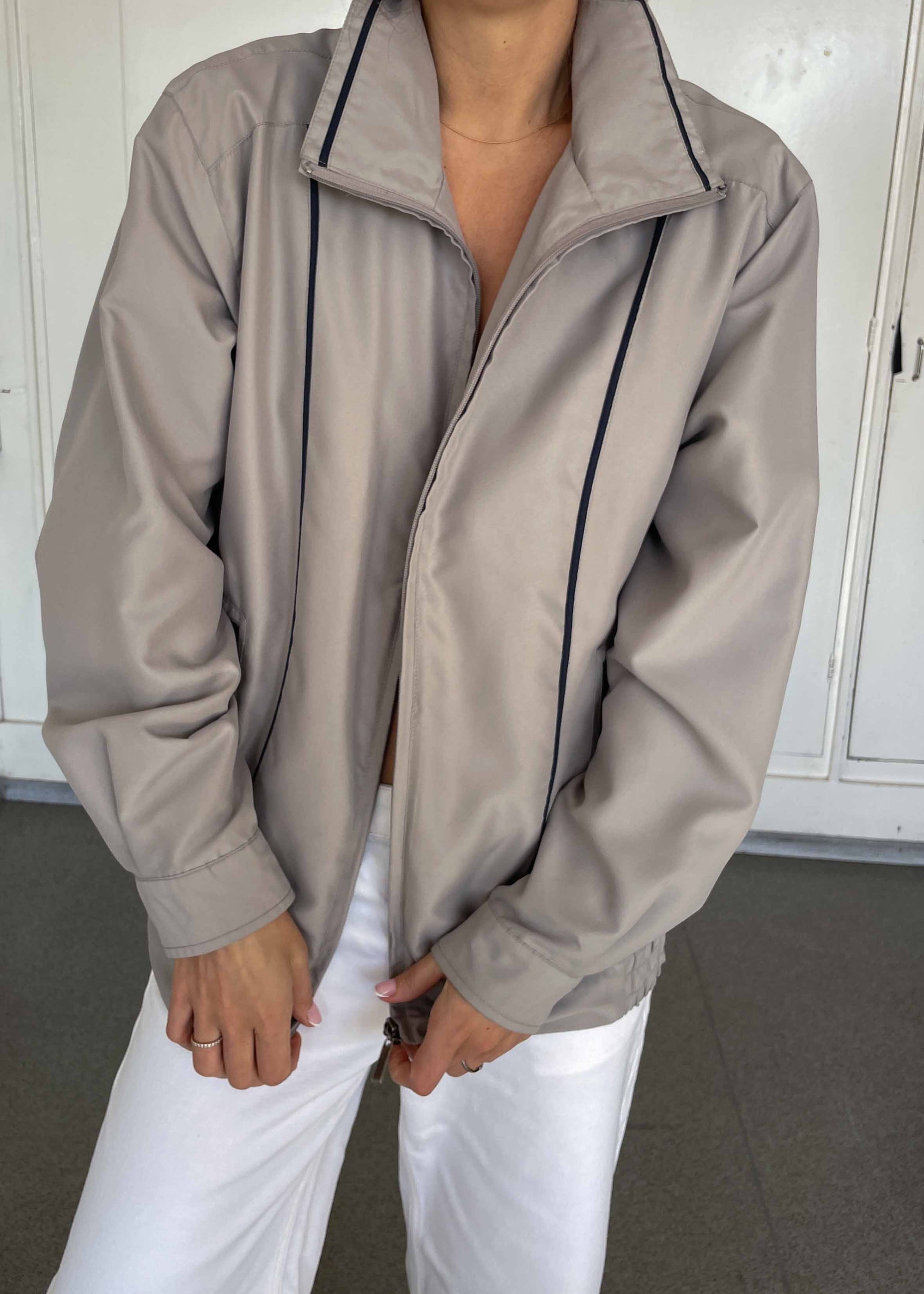 Vintage Grey-Blue Bomber Jacket – Zip Closure