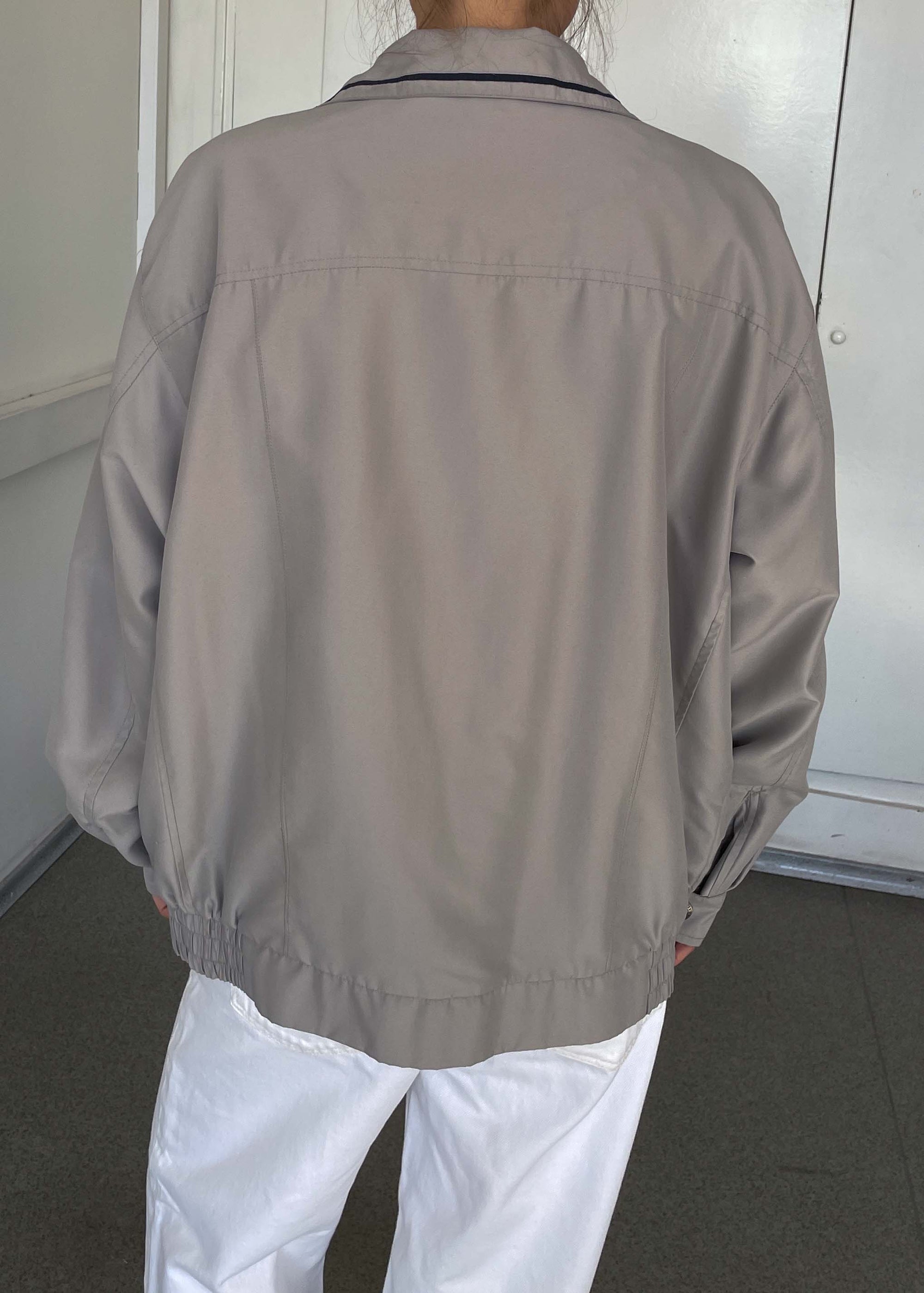 Vintage Grey-Blue Bomber Jacket – Zip Closure