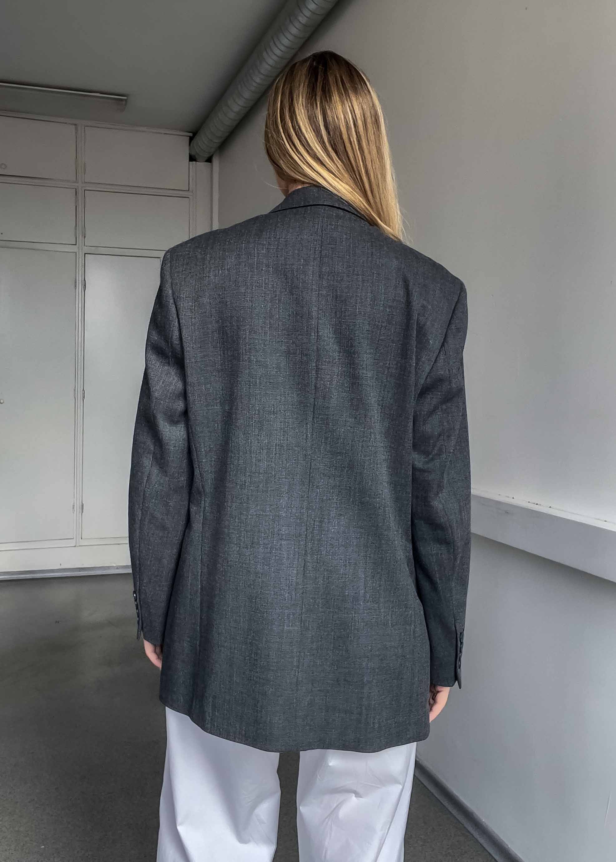 Vintage Grey Patterned Oversized Blazer