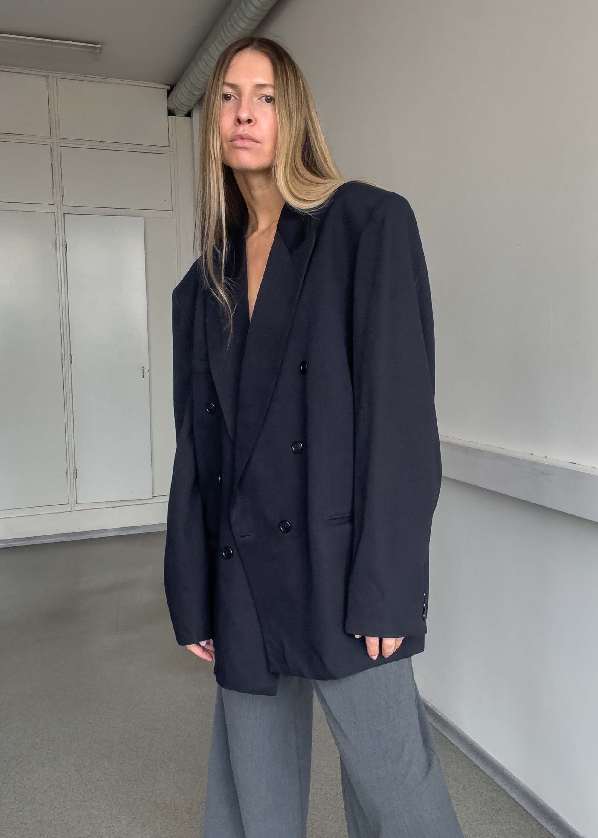 Vintage Black Oversized Double Breasted Blazer