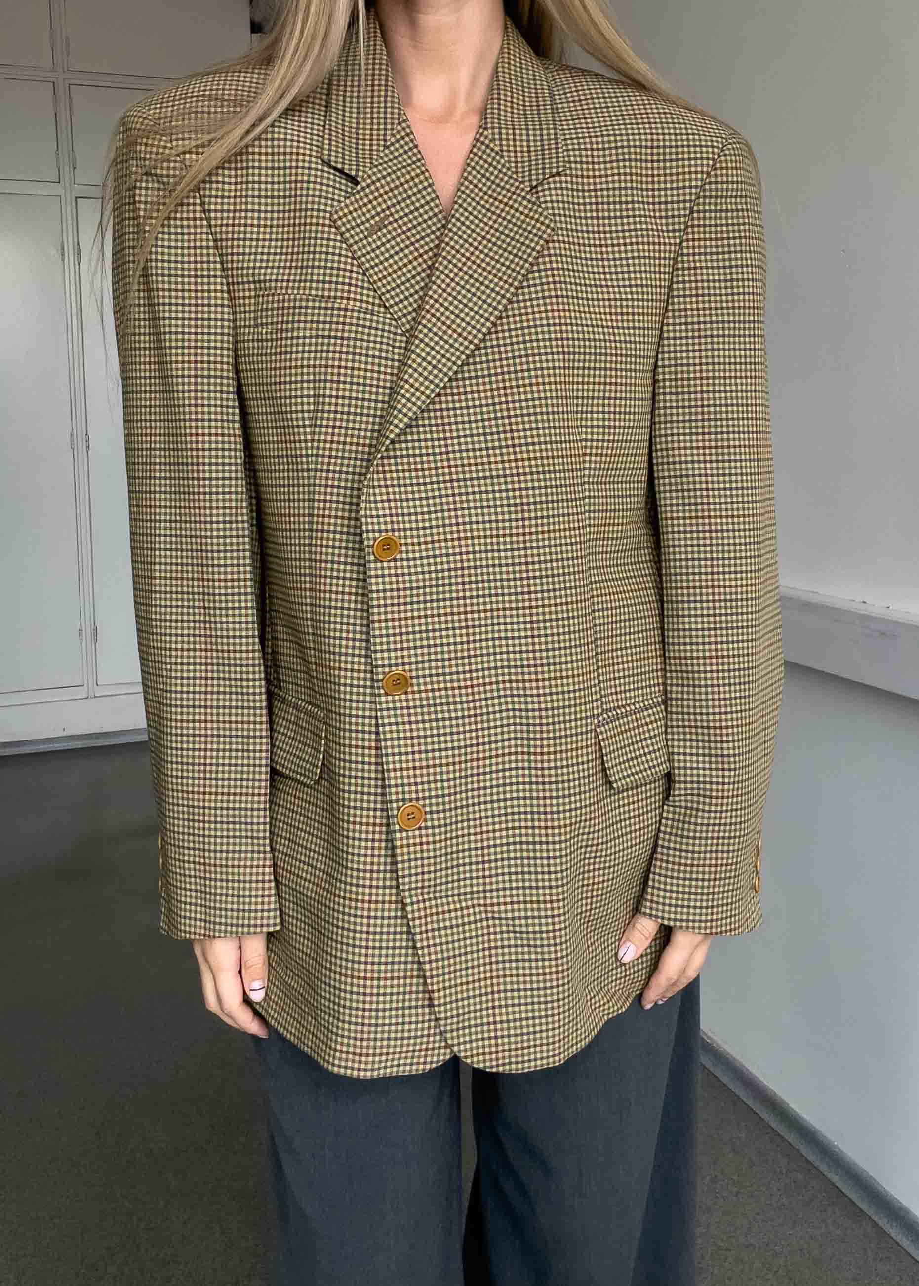 Vintage Checked Oversized Blazer