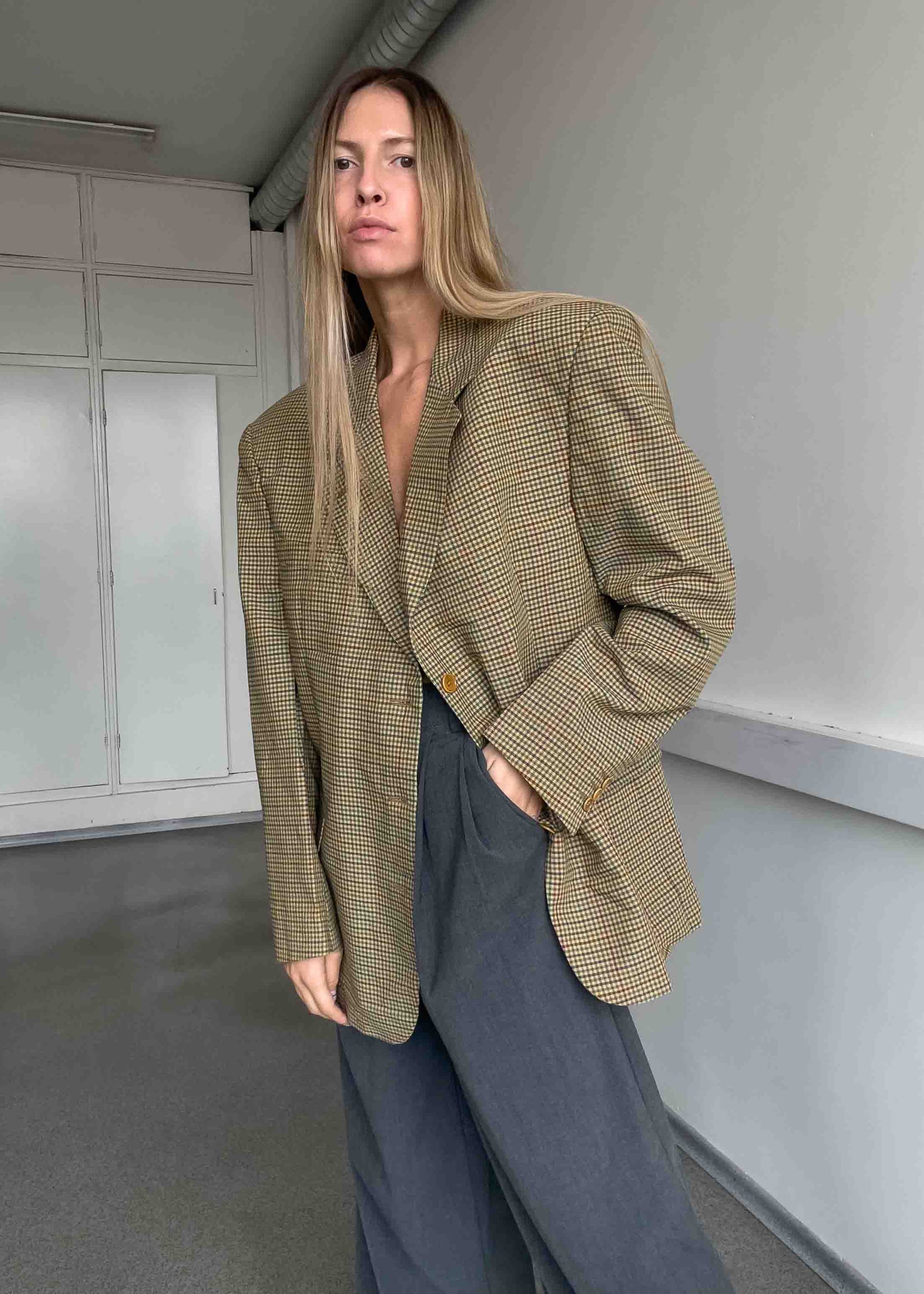 Vintage Checked Oversized Blazer