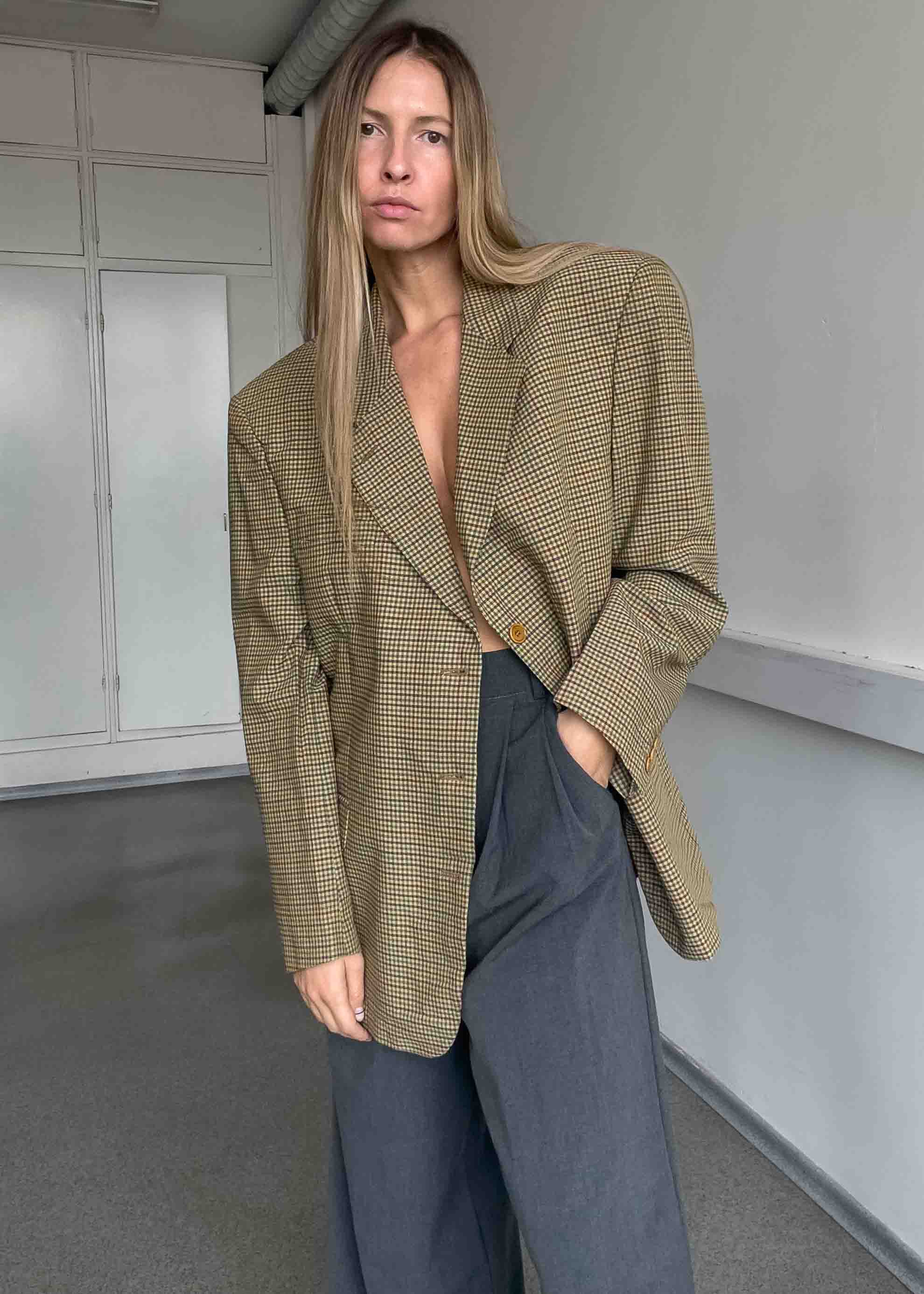 Vintage Checked Oversized Blazer