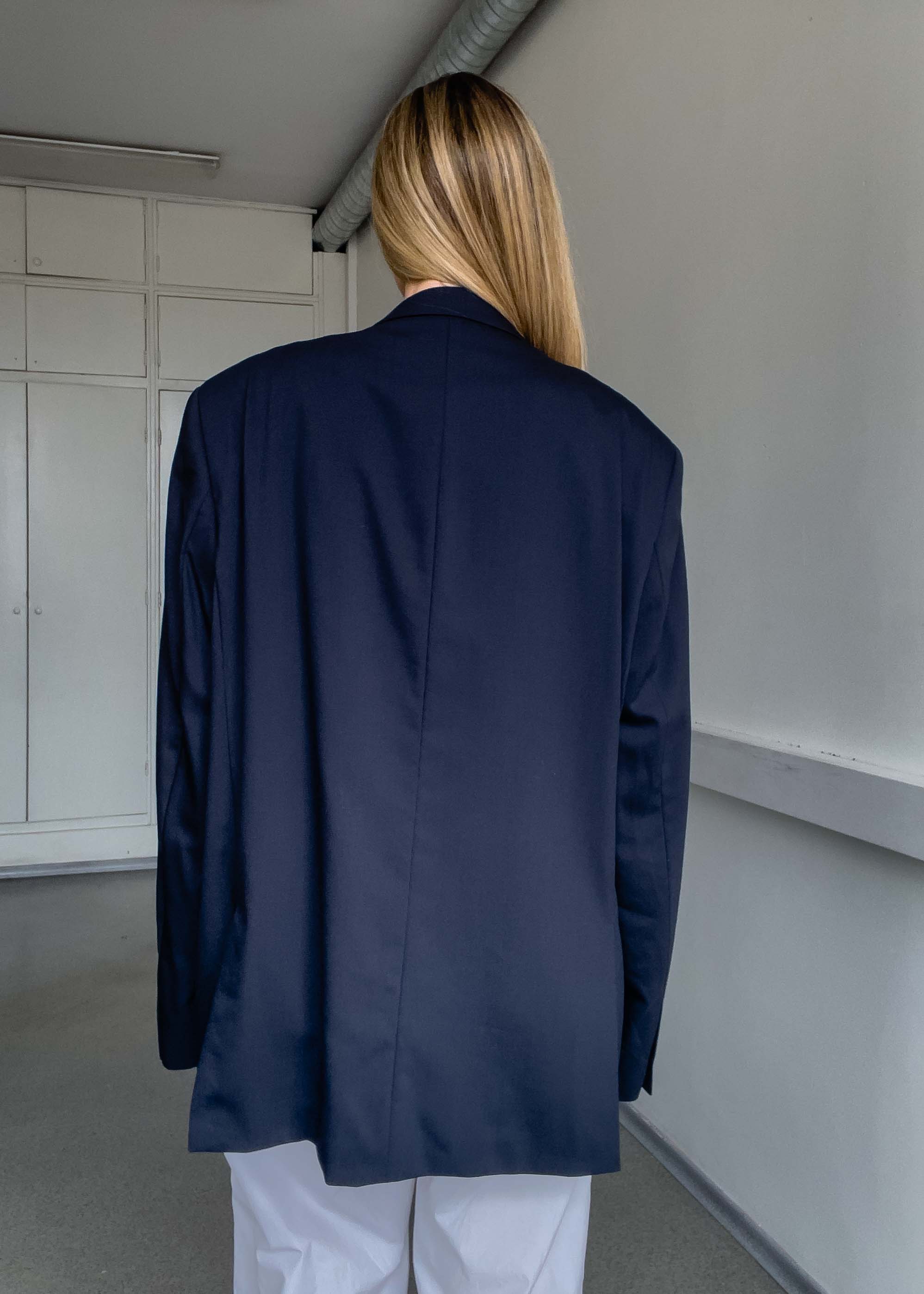 Vintage Navy Blue Oversized 100% WOOL Blazer