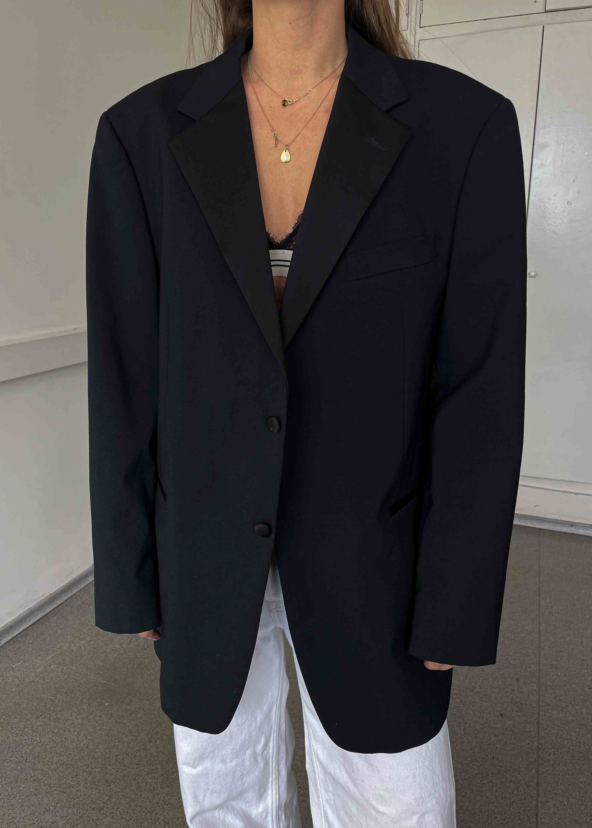 Vintage Black Oversized Tuxedo Blazer