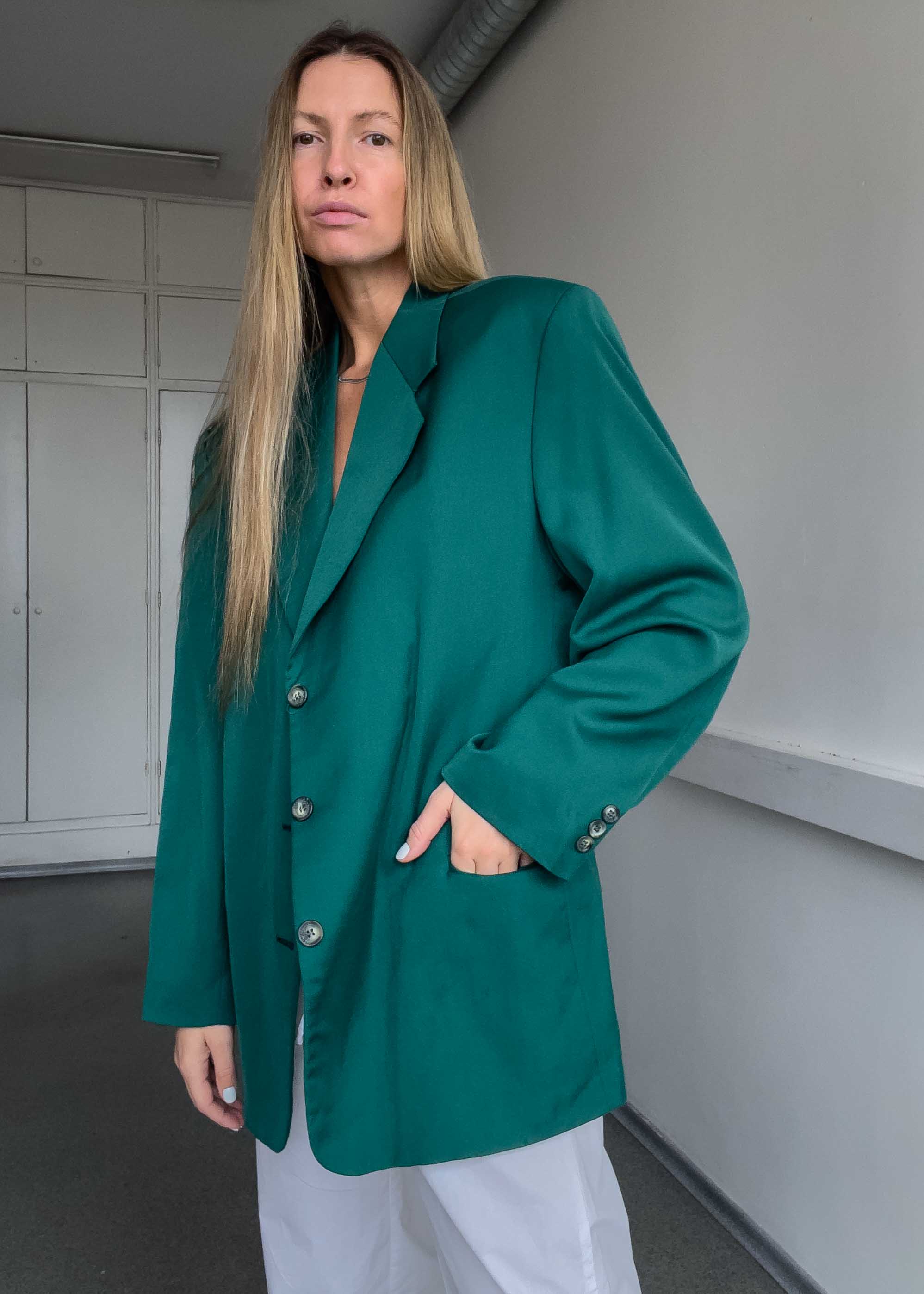 Vintage Green Oversized Blazer