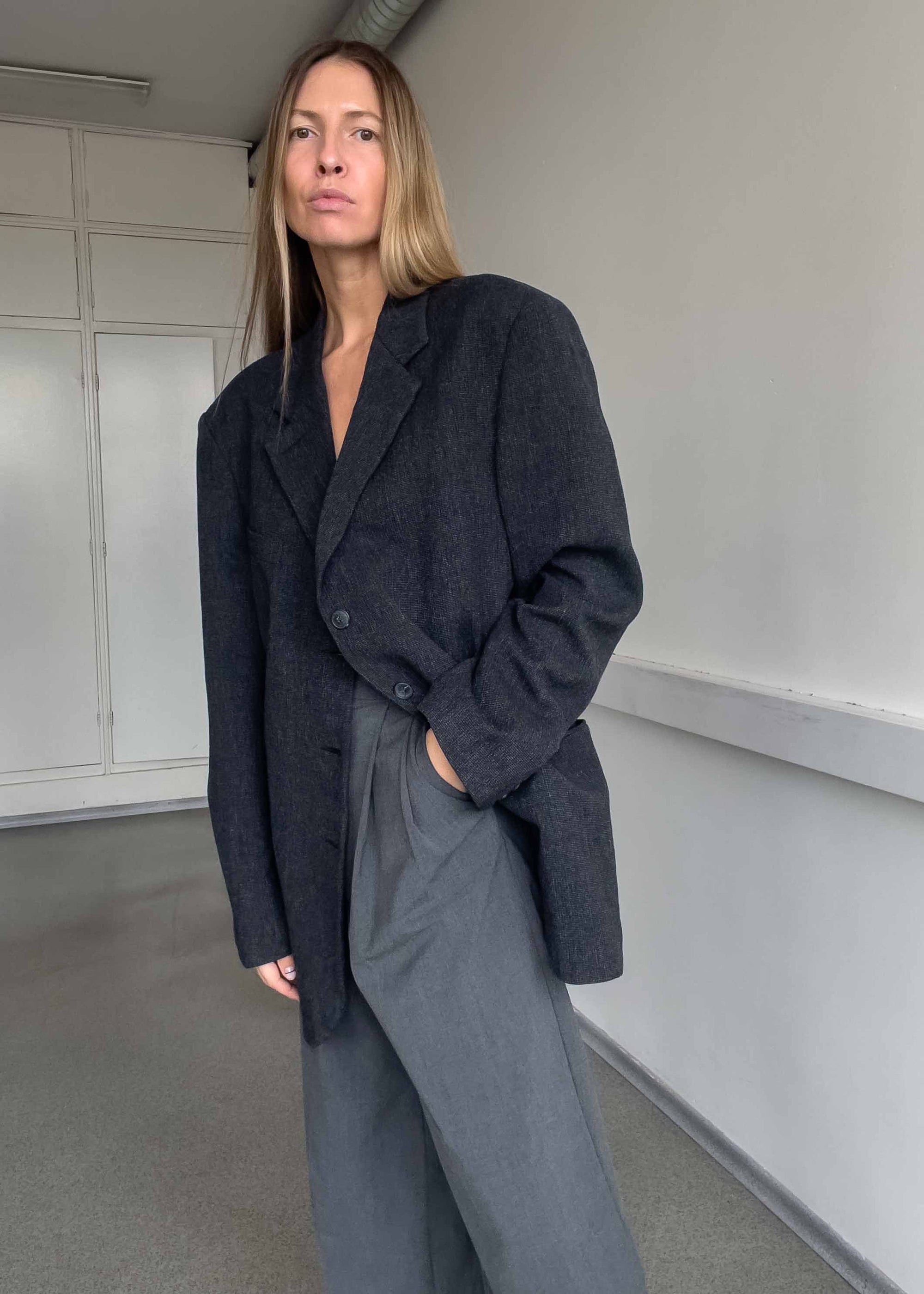 Vintage Grey Oversized Blazer